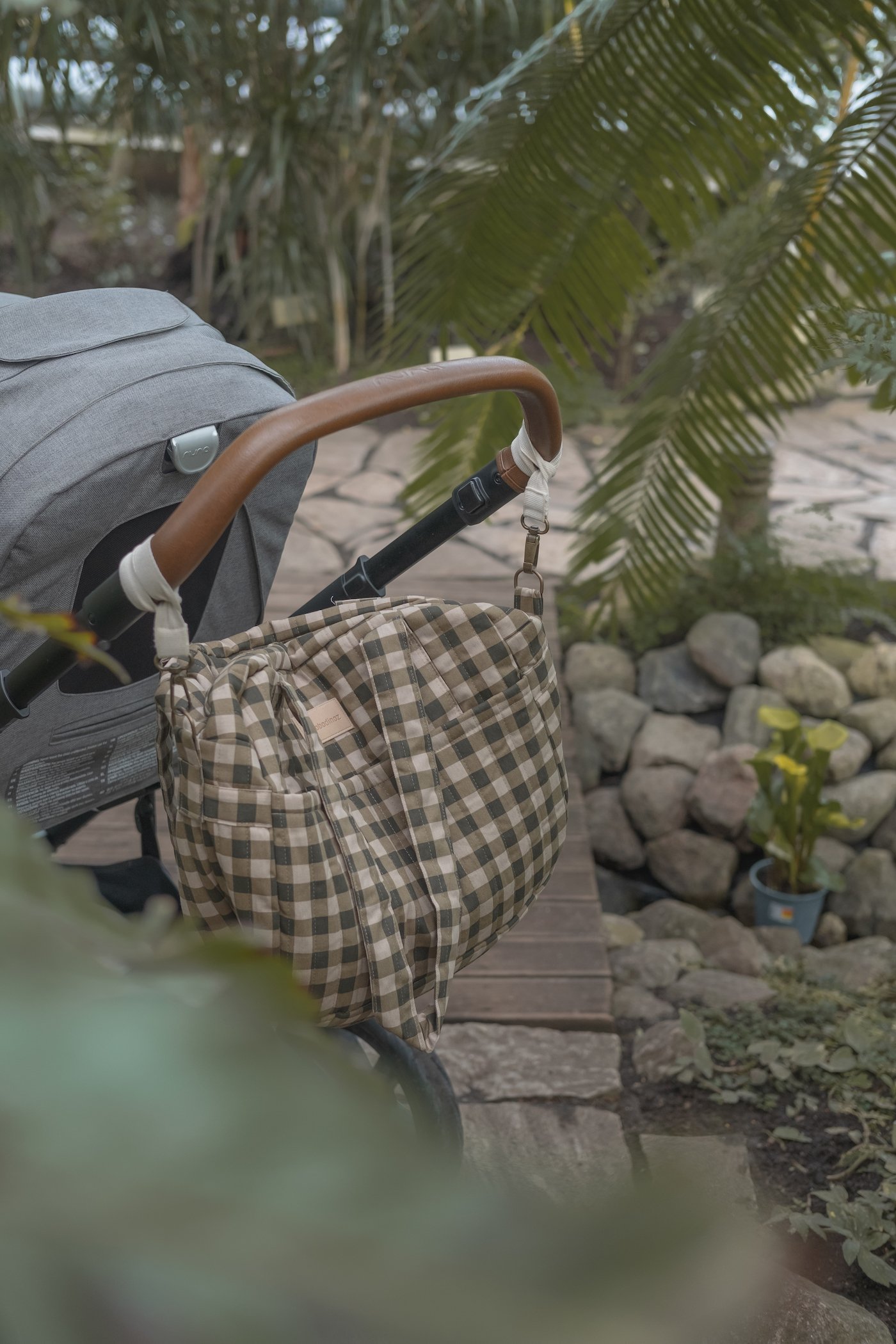 sac à langer vichy vert beige Hyde Park Nobodinoz