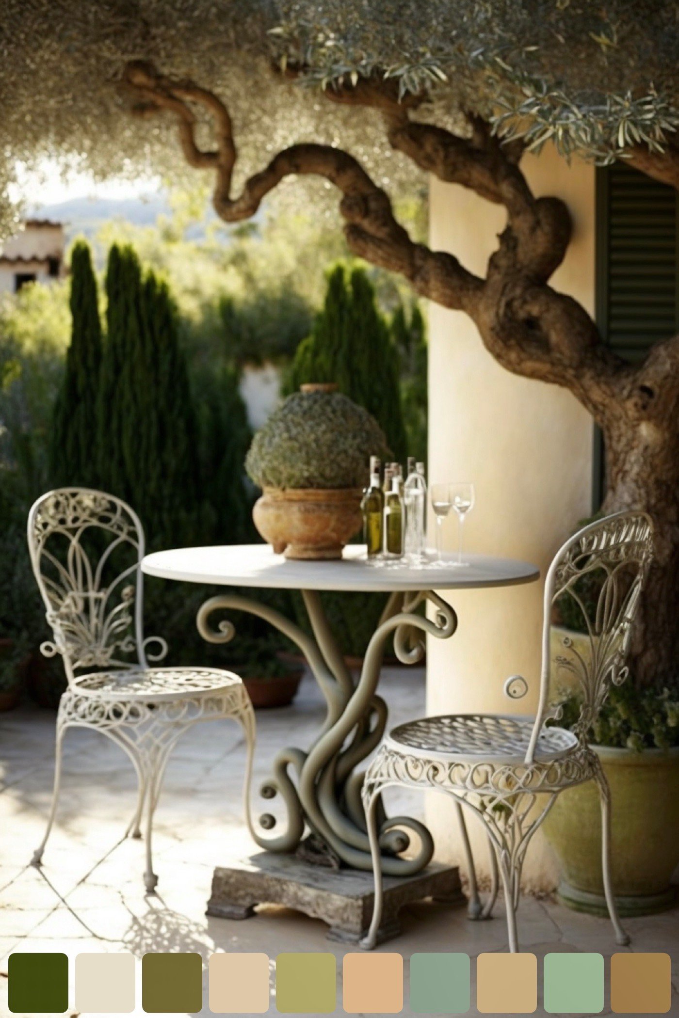 terrasse Provence méditerranéenne décoration vert beige nuances