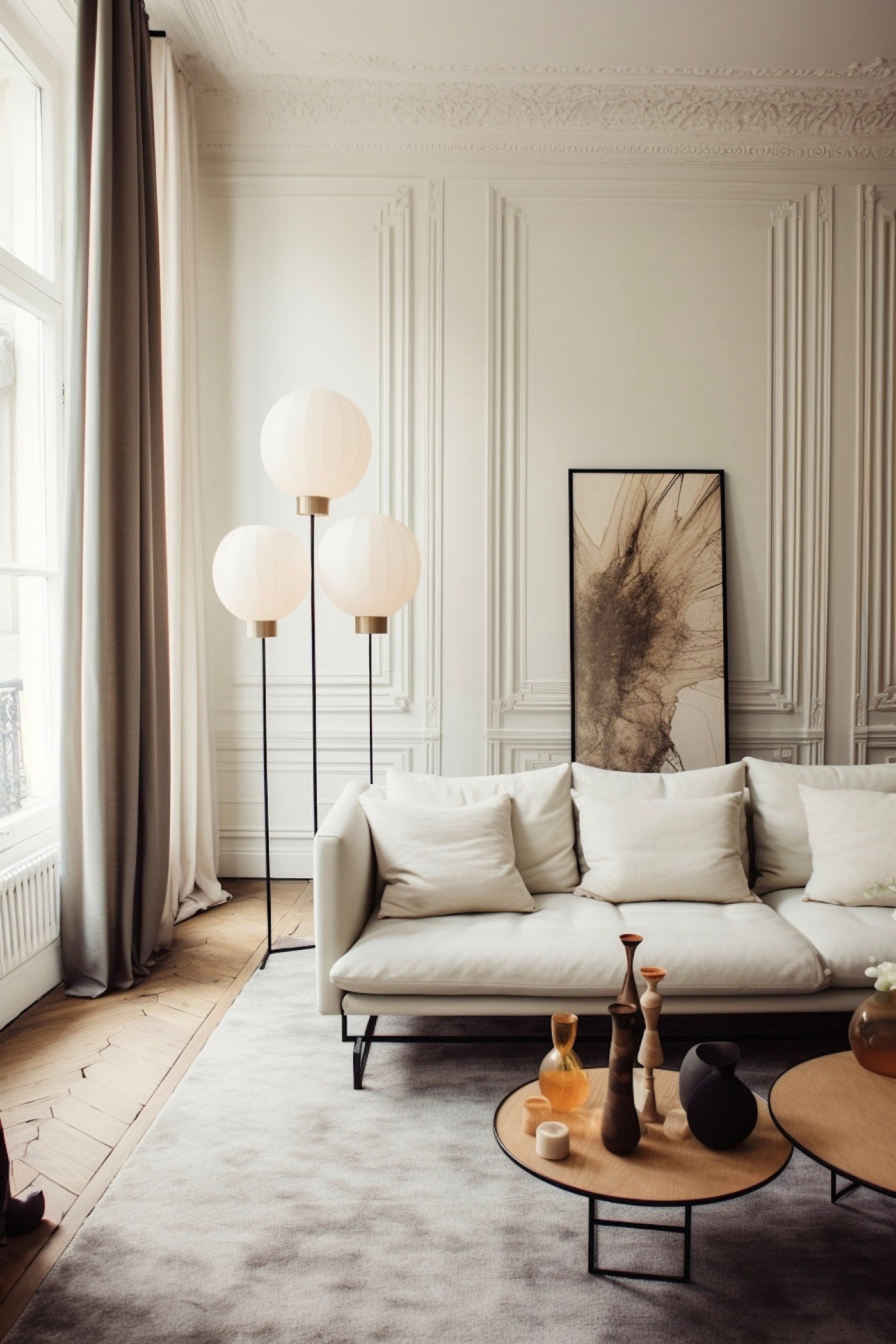 salon cocooning parisien déco beige chic