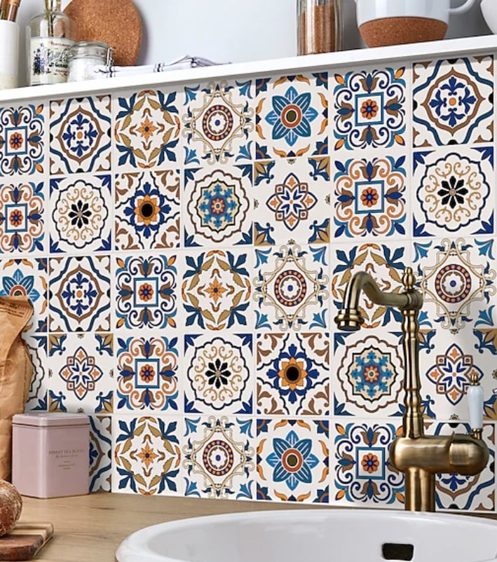 adhesif meuble cuisine imitation carreaux retro