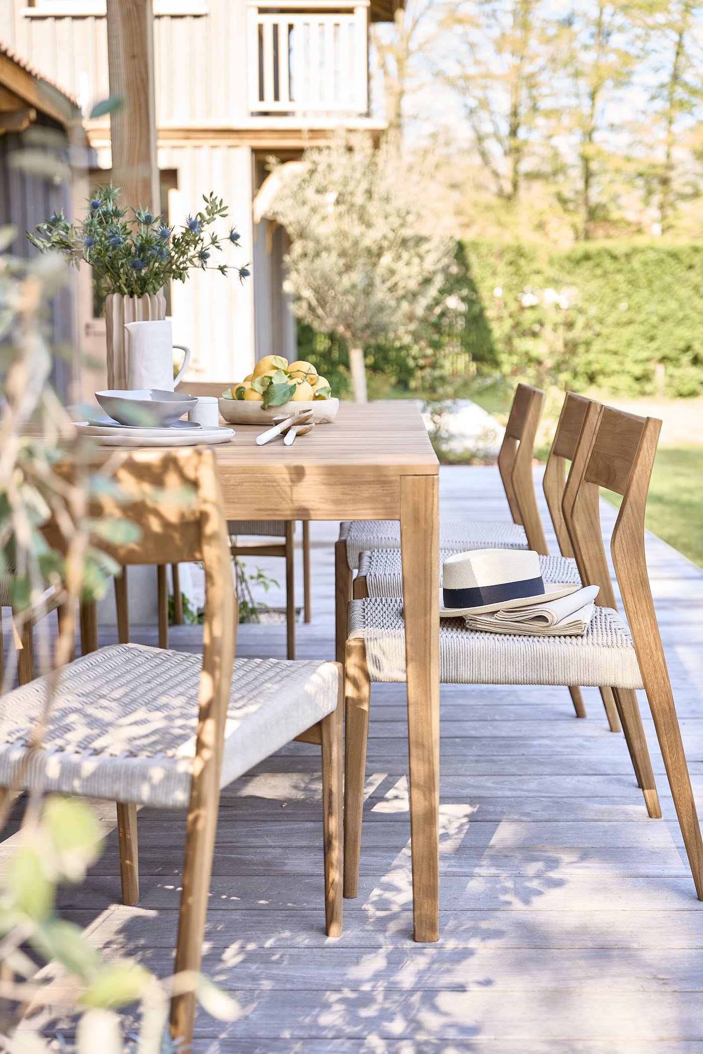 comment aménager extérieur terrasse méditerranéenne bois cordage