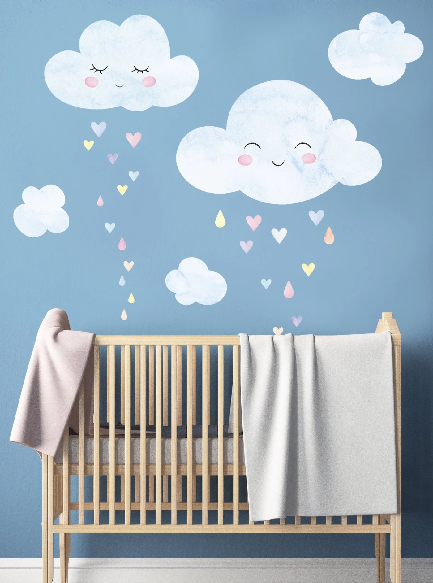deco chambre Aquarelle Nuages Autocollants muraux