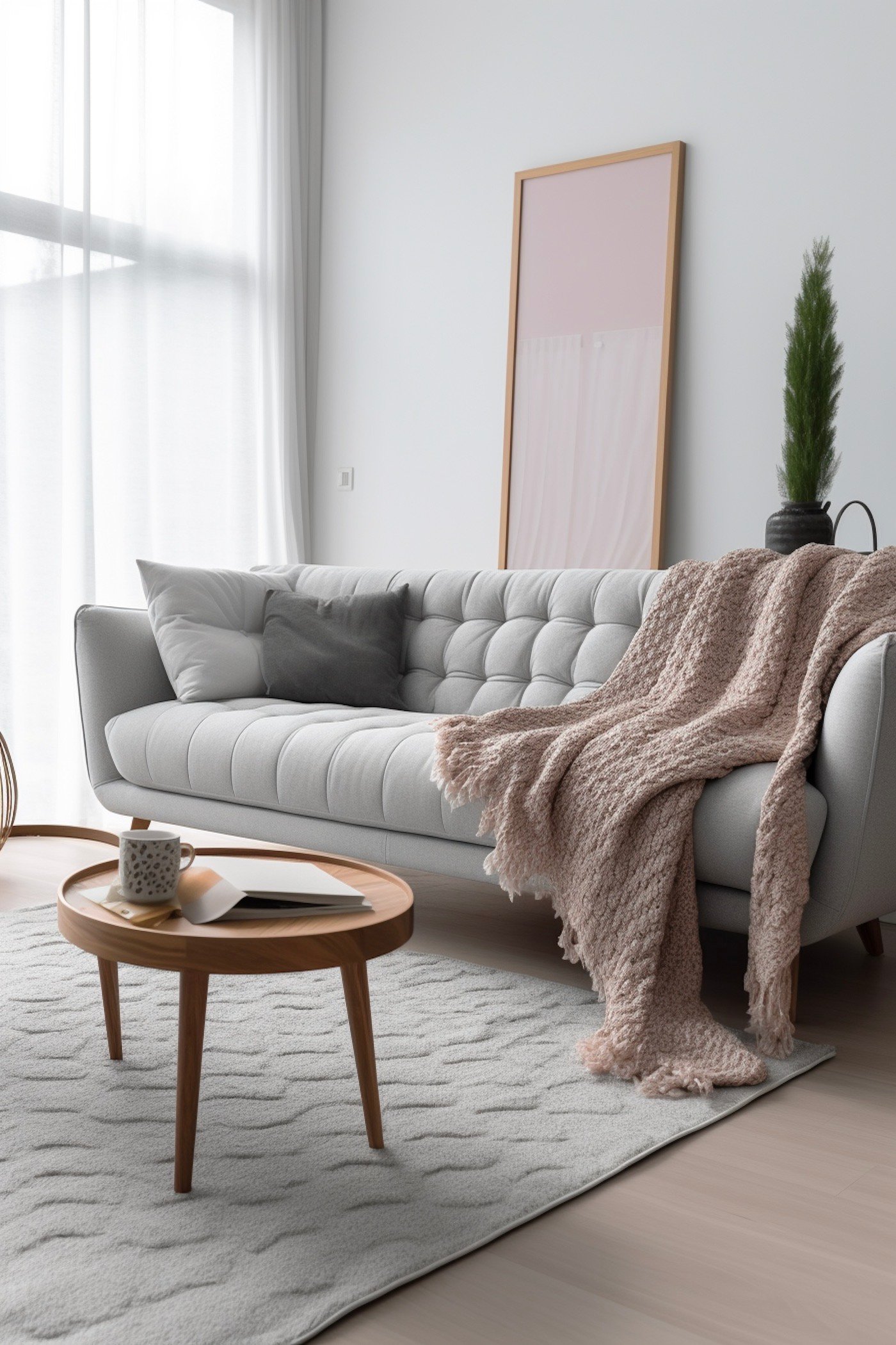 décoration intérieure salon sobre gris rose