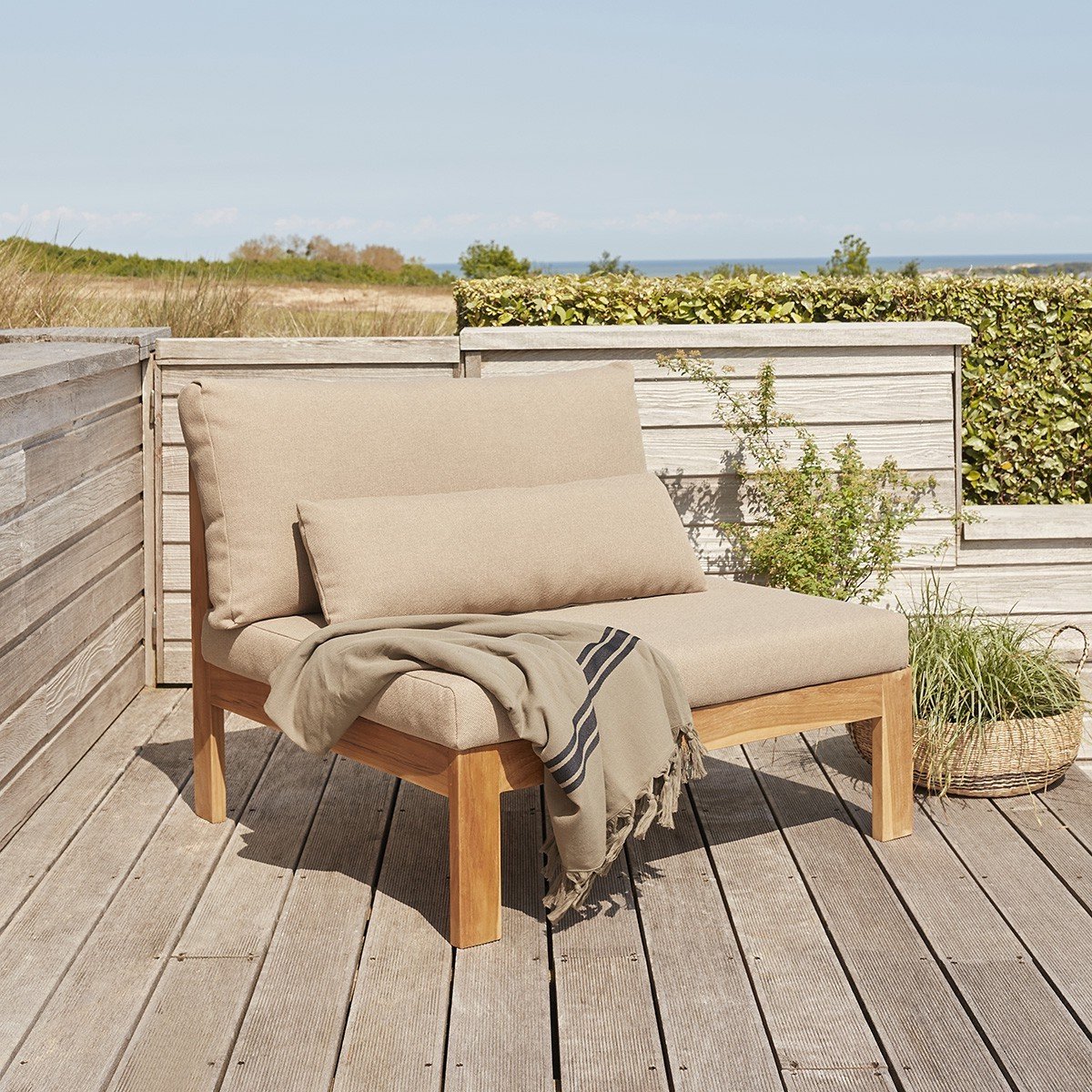 fauteuil de jardin en teck greige beige
