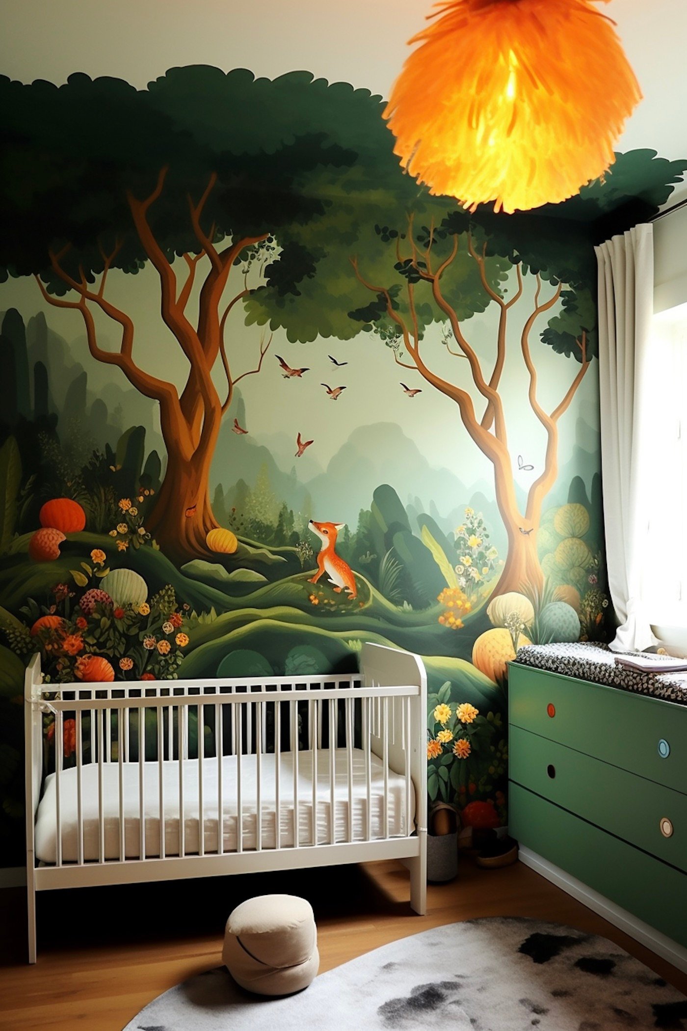 thème chambre bébé non-genré nature verte