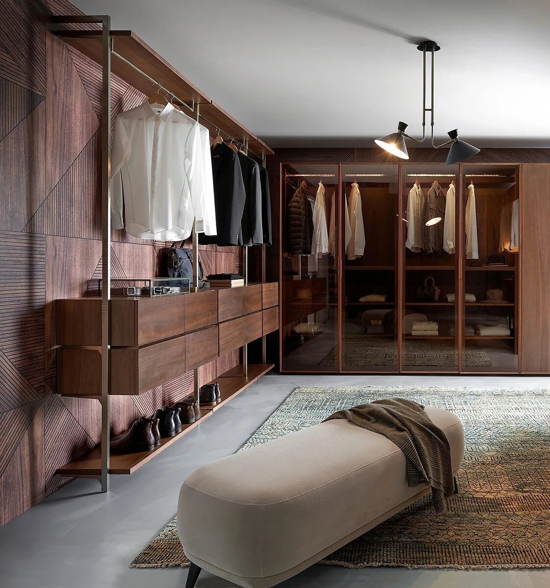 dressing bois de noyer chambre rose chic