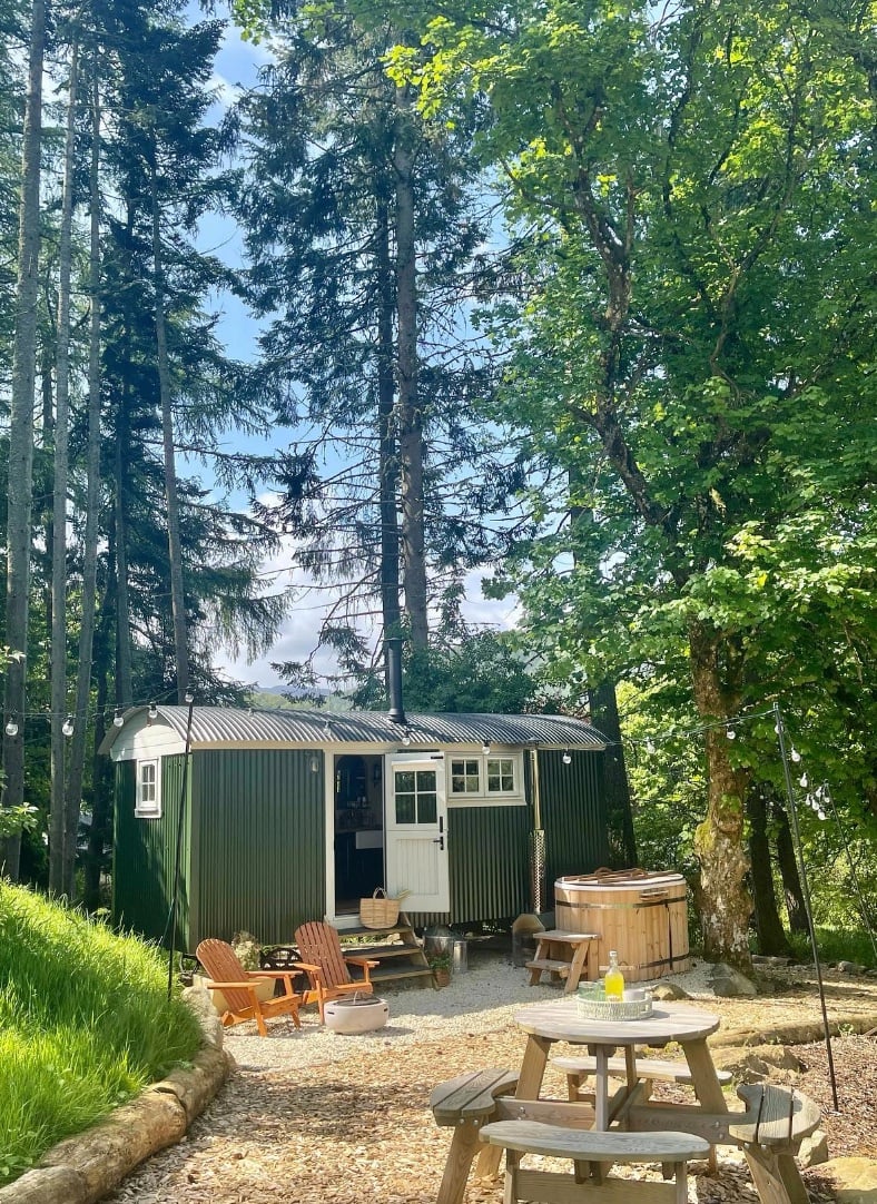 jardin espace exterieure roulotte vert sapin