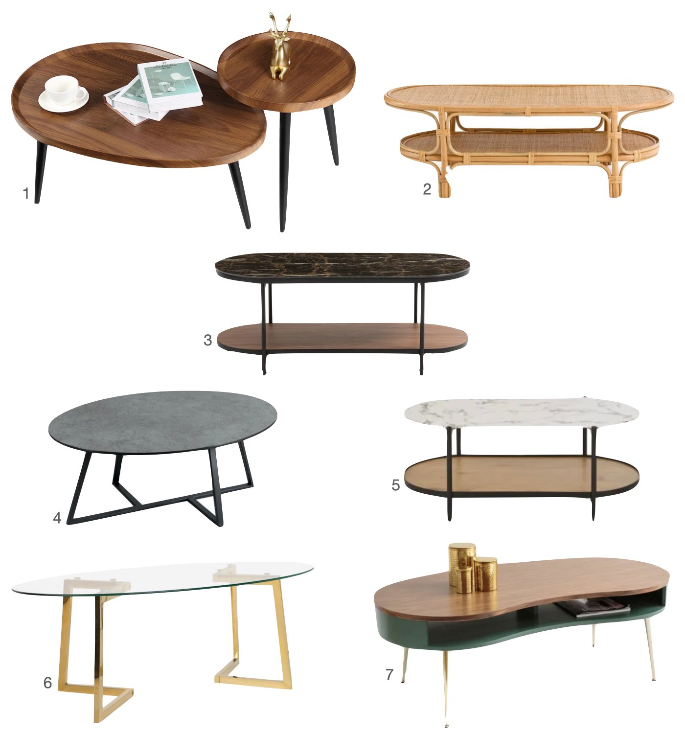 table basse oval verre metal bois