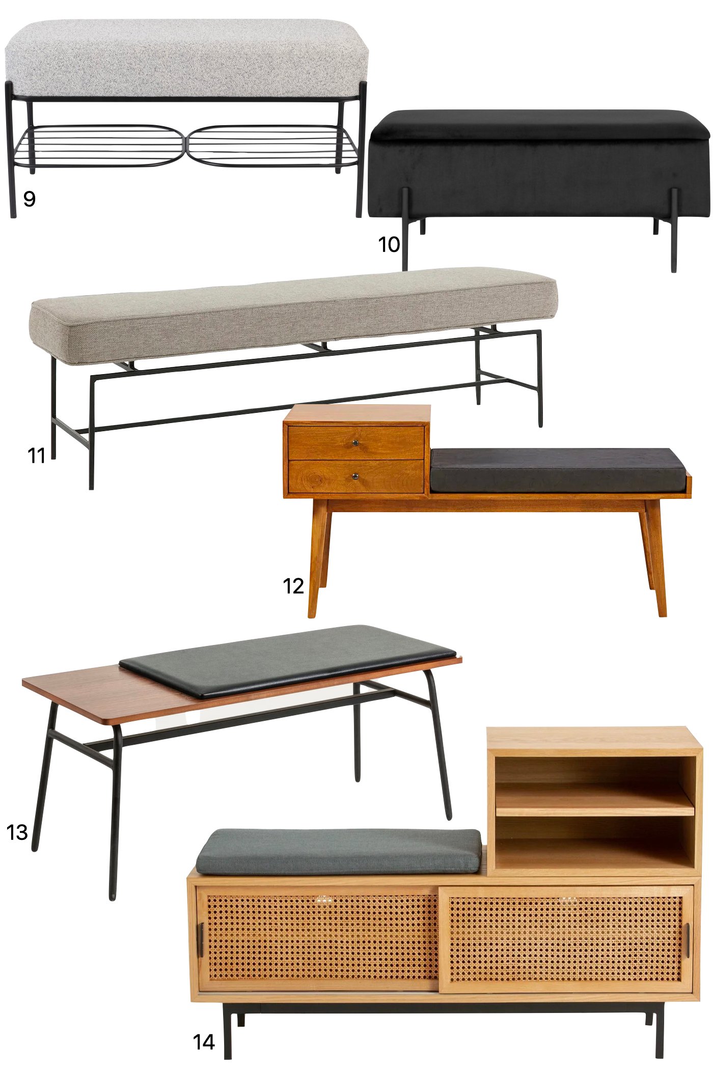 banc entrée métal cuir tissu gris