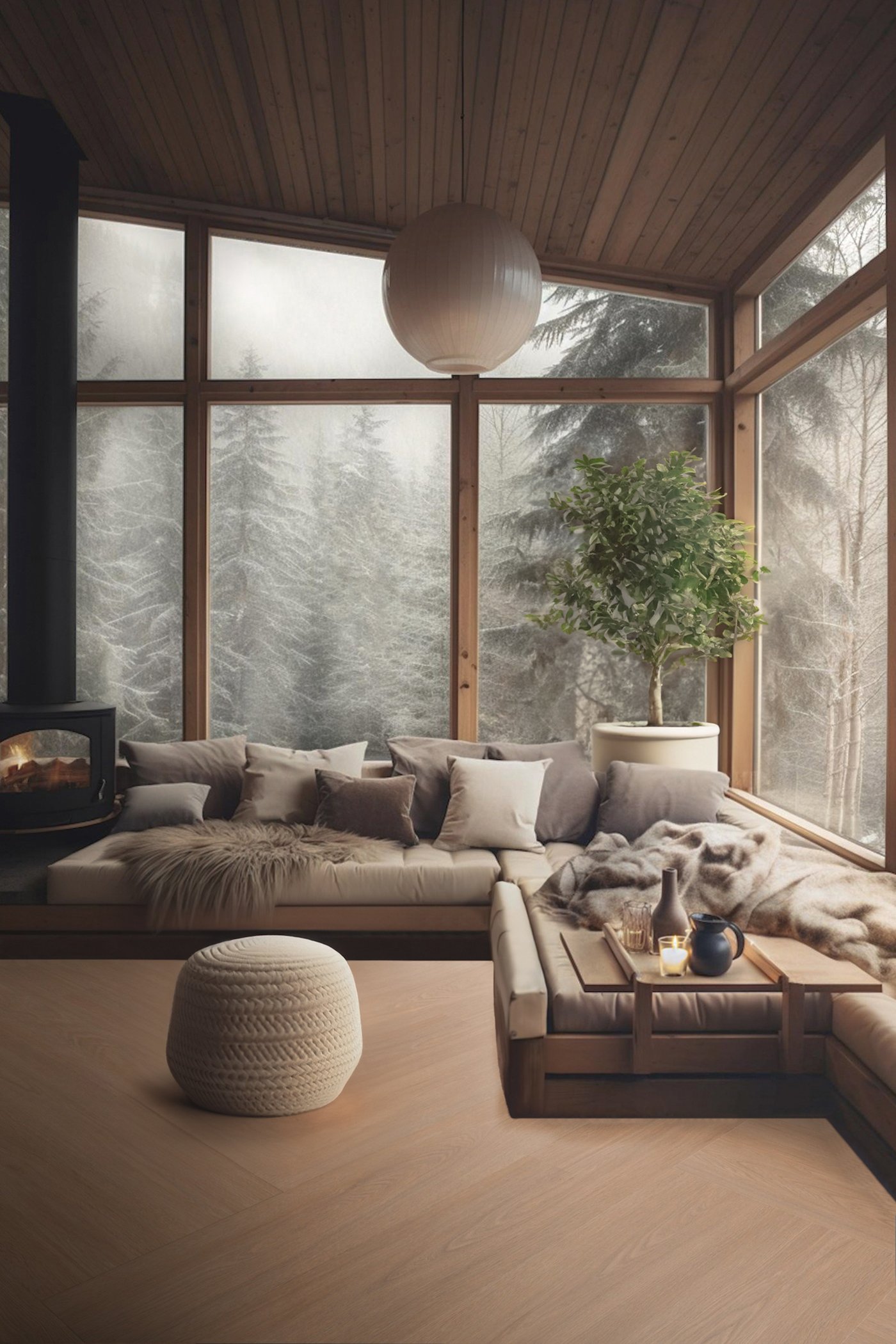 décorer chalet salon banquette palette scandinave hygge cosy