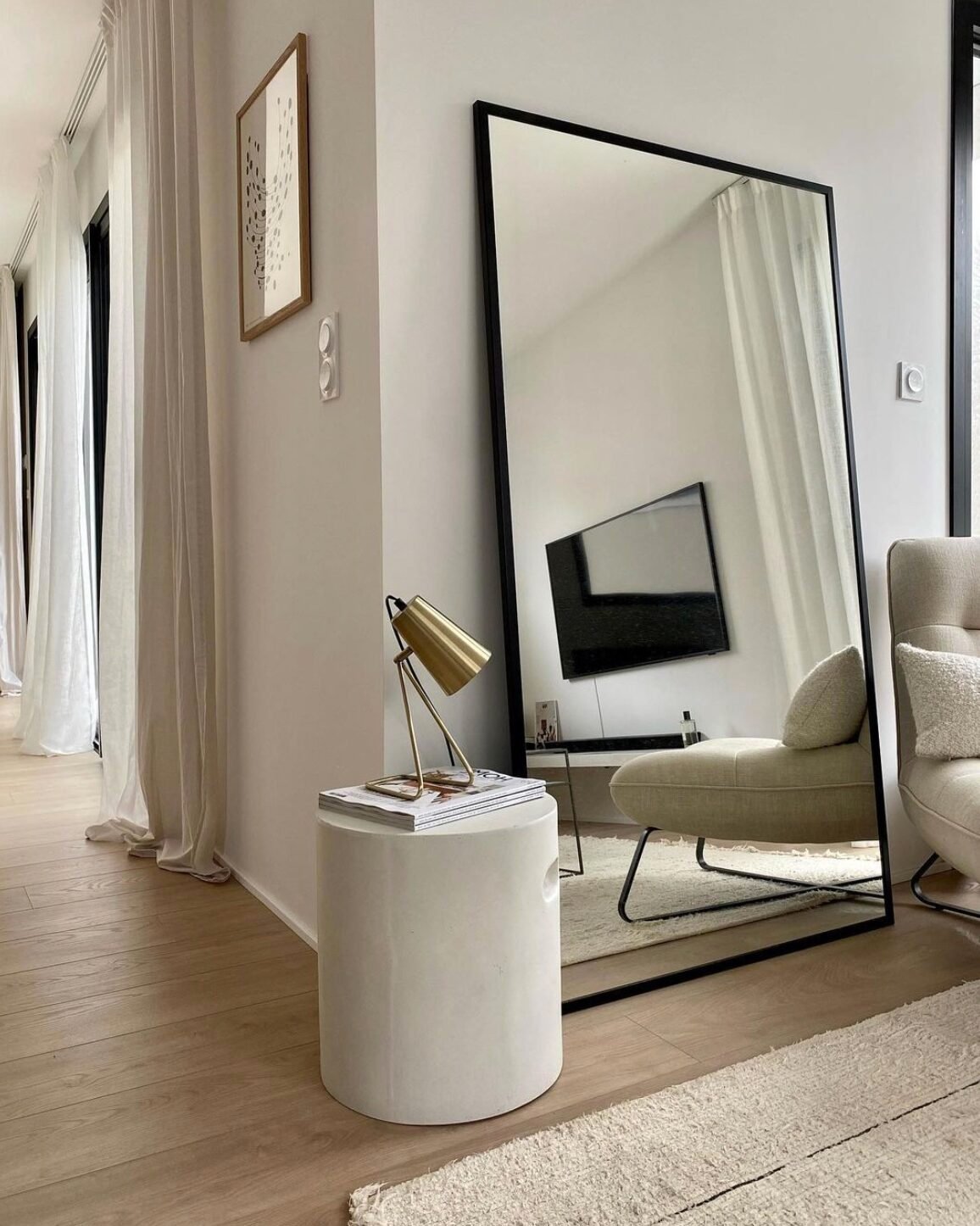 miroir rectangulaire géant cadre noir pour entrée