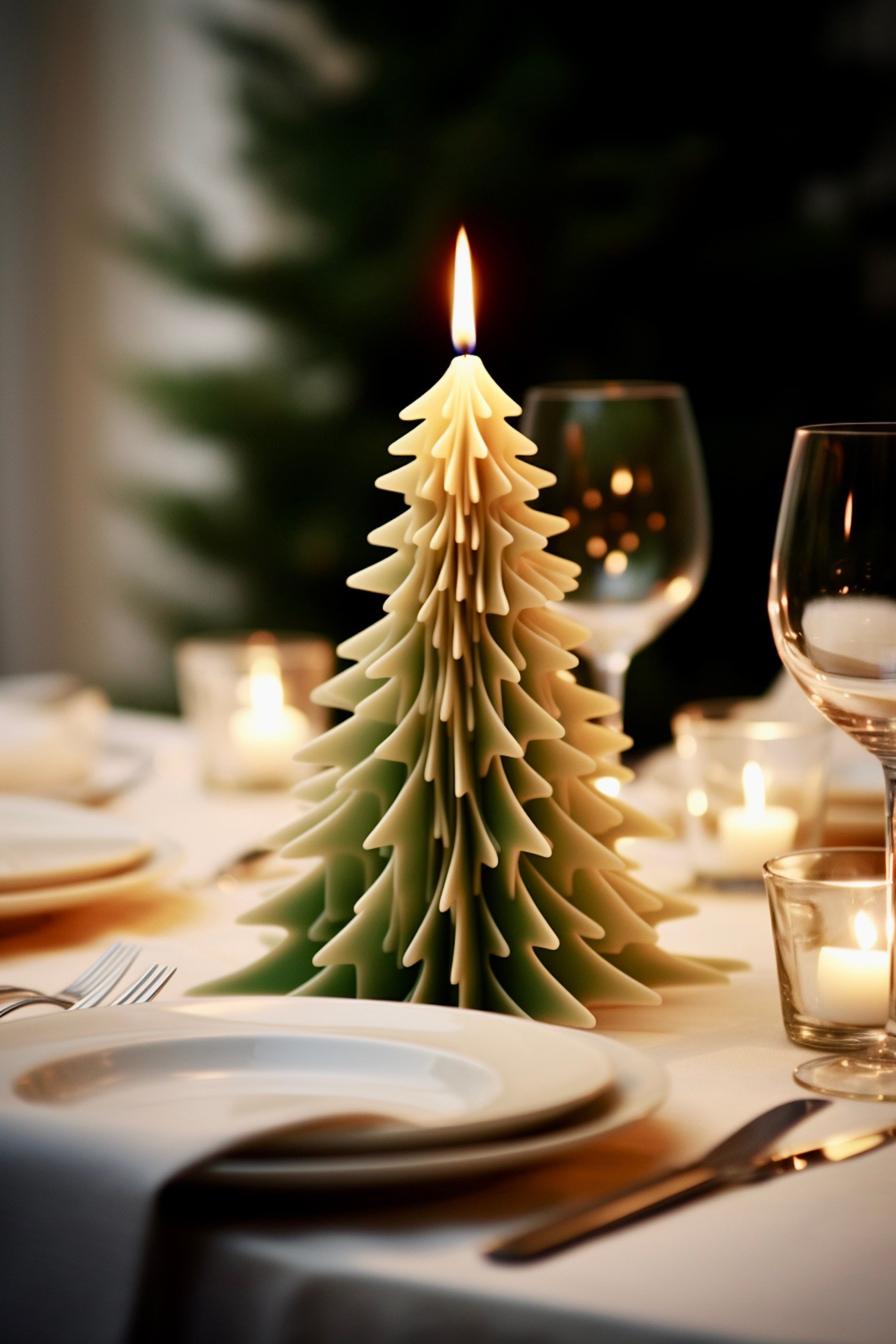 bougie en forme de sapin pour centre de table