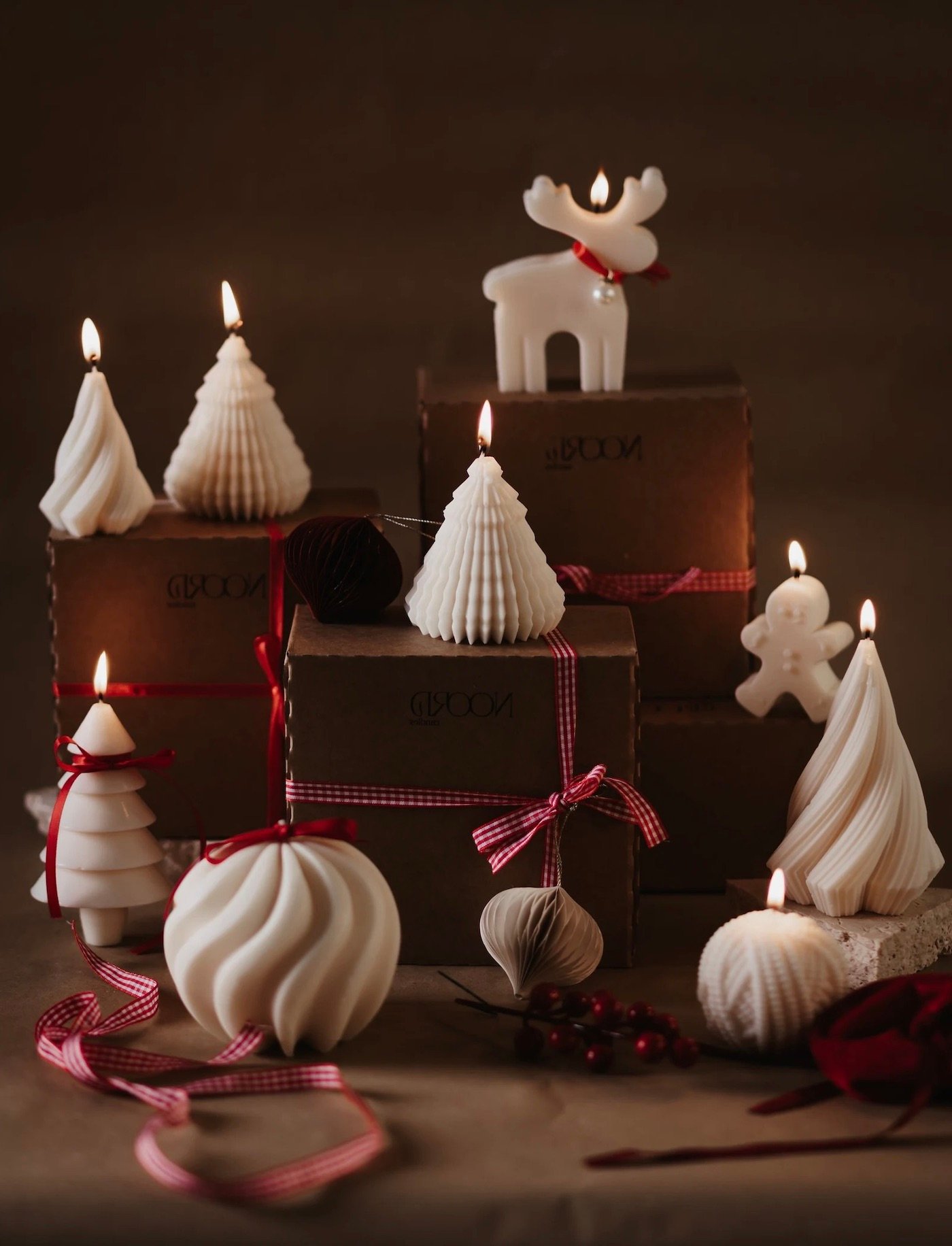 bougies silhouette de Noël élan cadeau renne