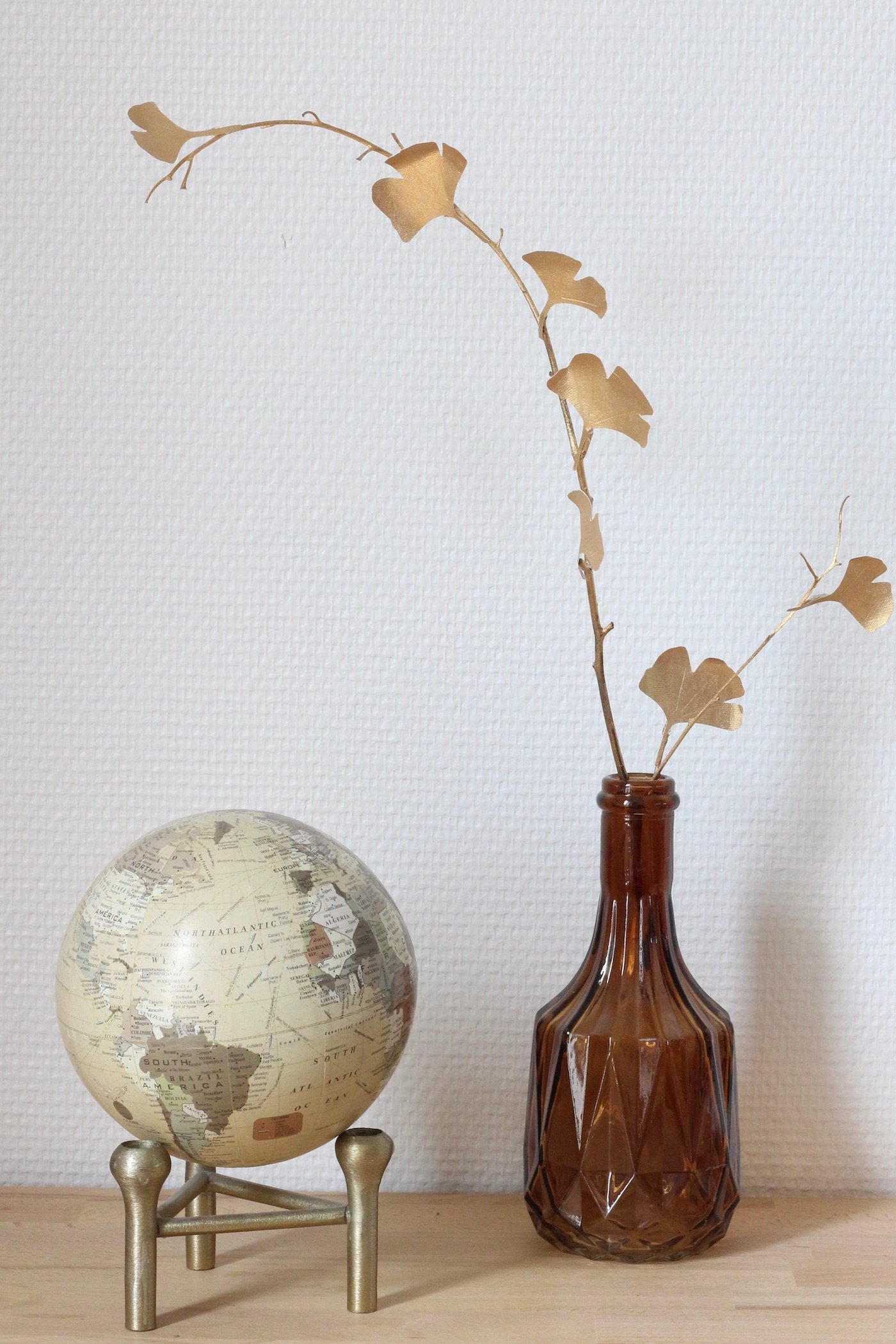 branchage ginkgo séché papier doré DIY Art Déco