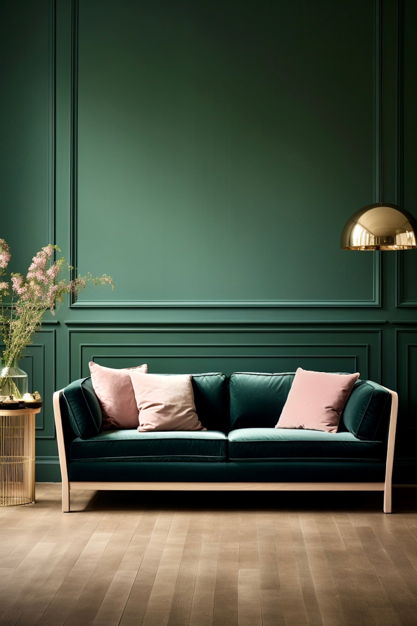 décoration vert sapin couleur complémentaire laiton rose