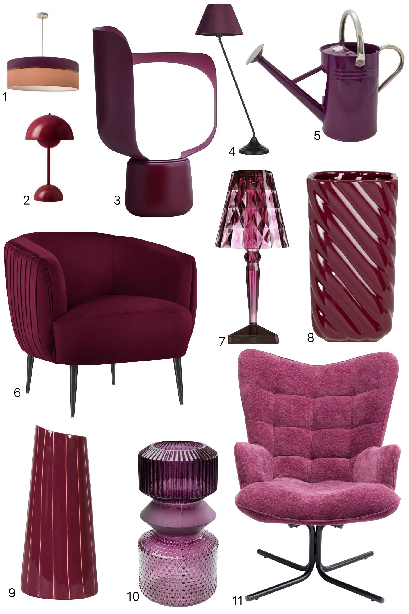 accessoire déco couleur pourpre lampe vase