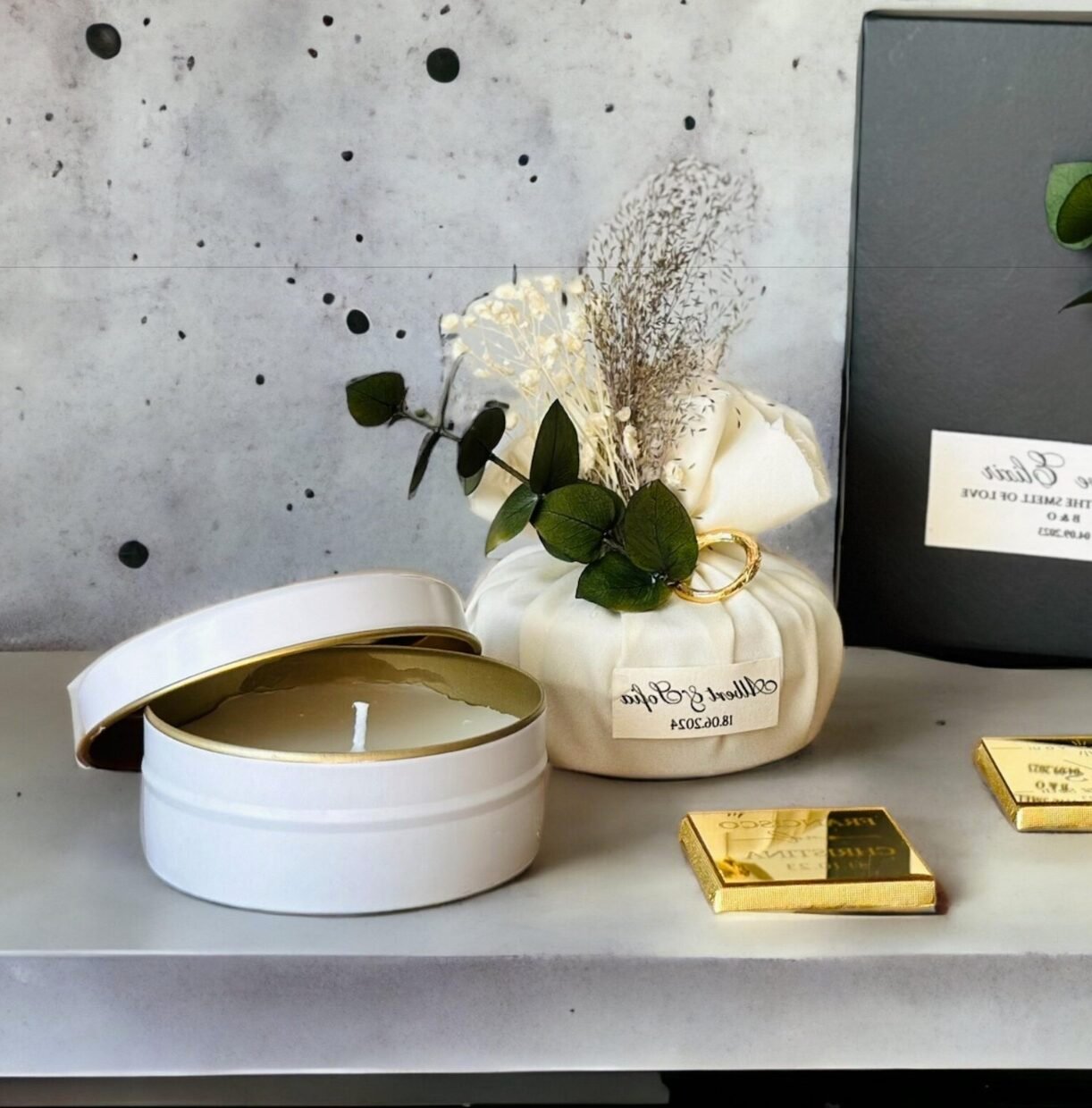 bougie artisanale personnalise mariage chic nature