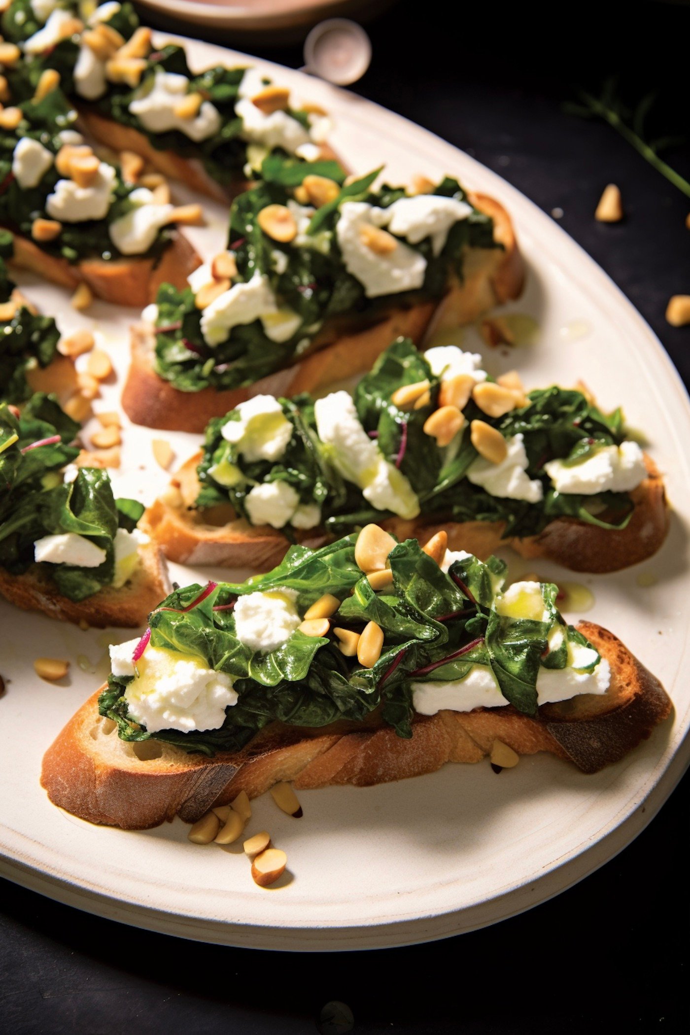 bruschetta blettes ricotta brunch buffet végétarien végétal