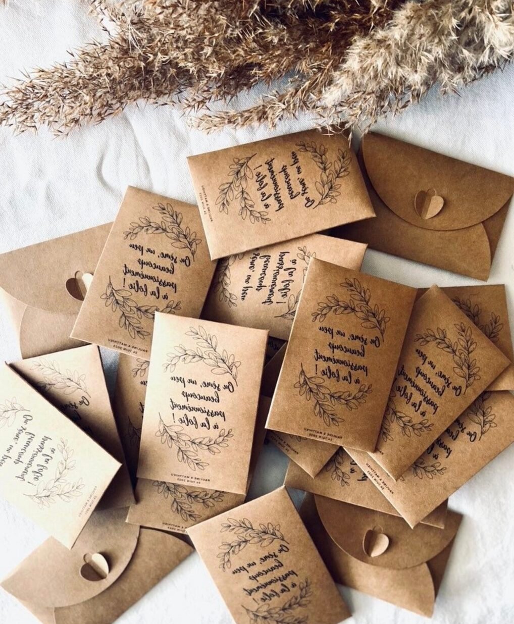 cadeau enveloppe marron carton DIY mariage nature