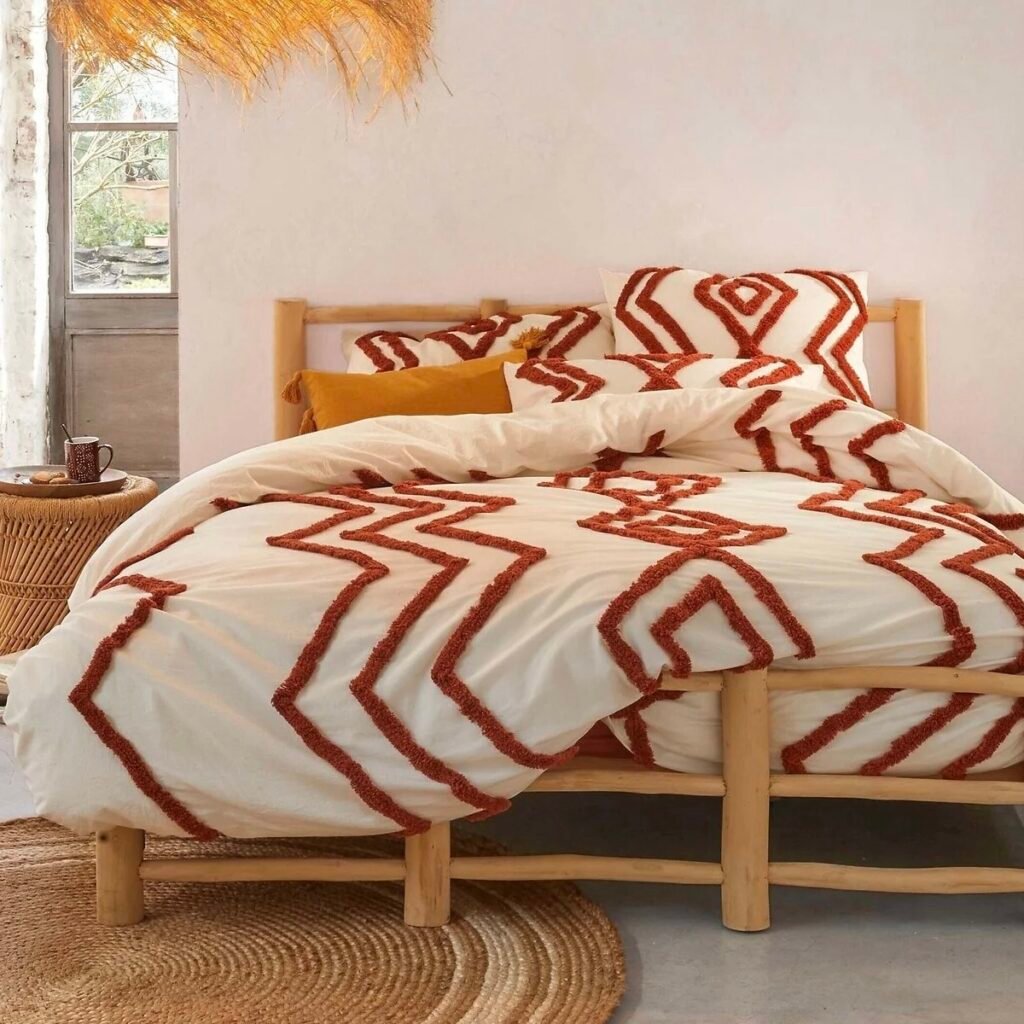 chambre bohème chic housse de couette relief tuftée