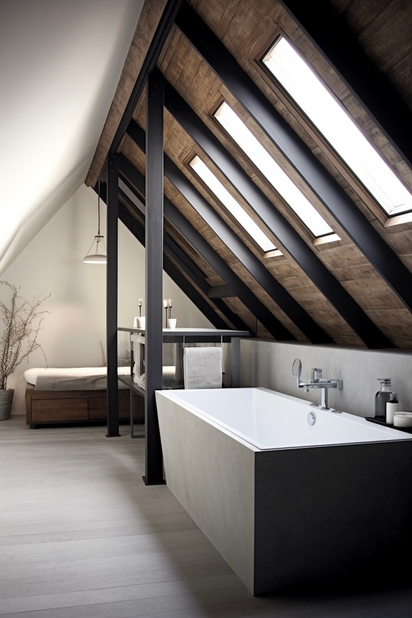 combles aménagés suite chambre ami avec salle de bains