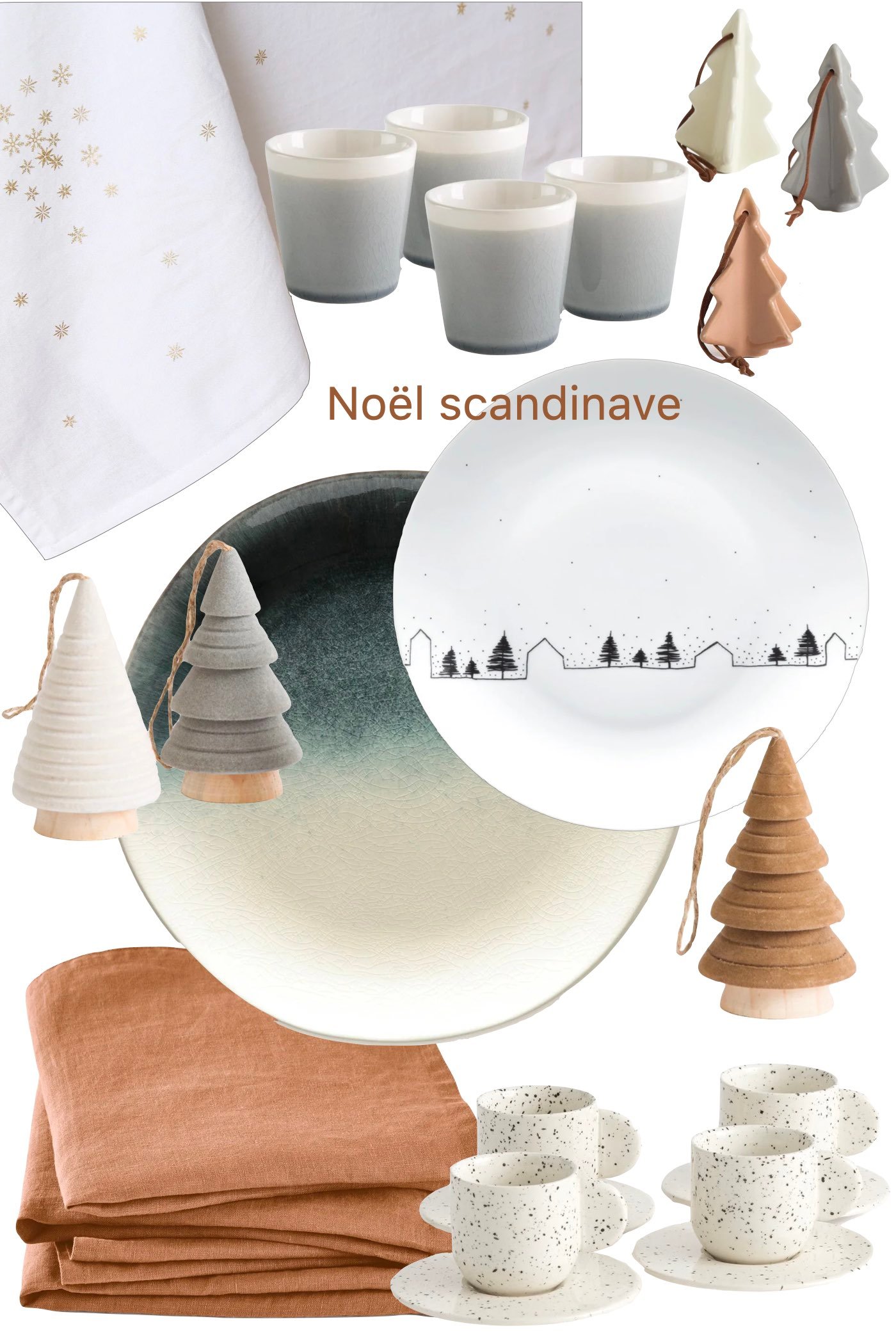 décoration table Noël 2025 nature scandinave