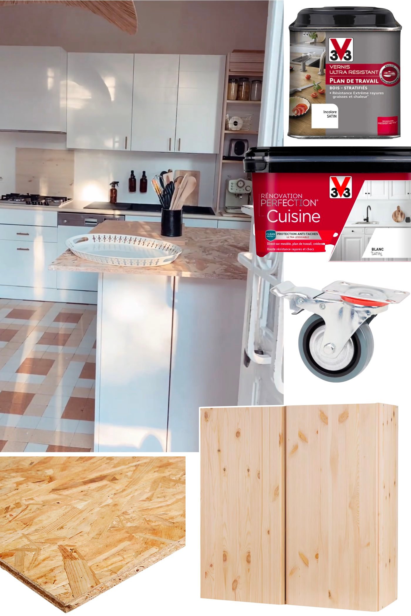 fabriquer îlot central cuisine mobile roulettes DIY