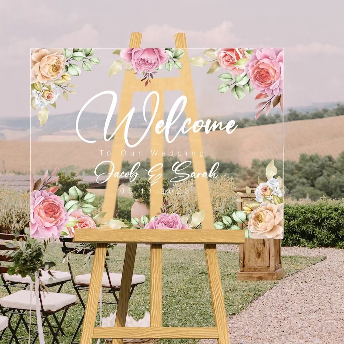 panneau cadre bois vitre ceremonie mariage champetre