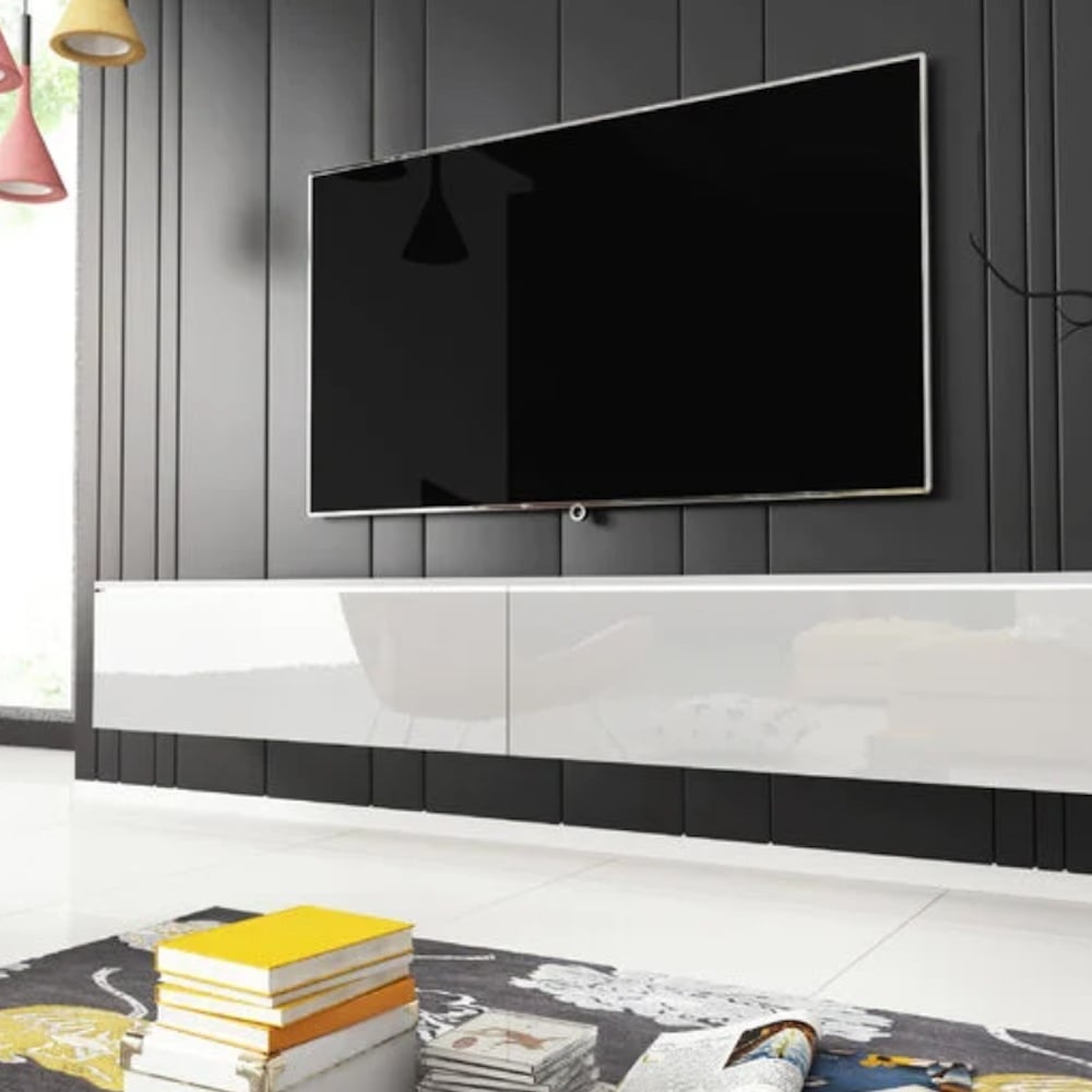 salon deco moderne mur noir meuble blanc design