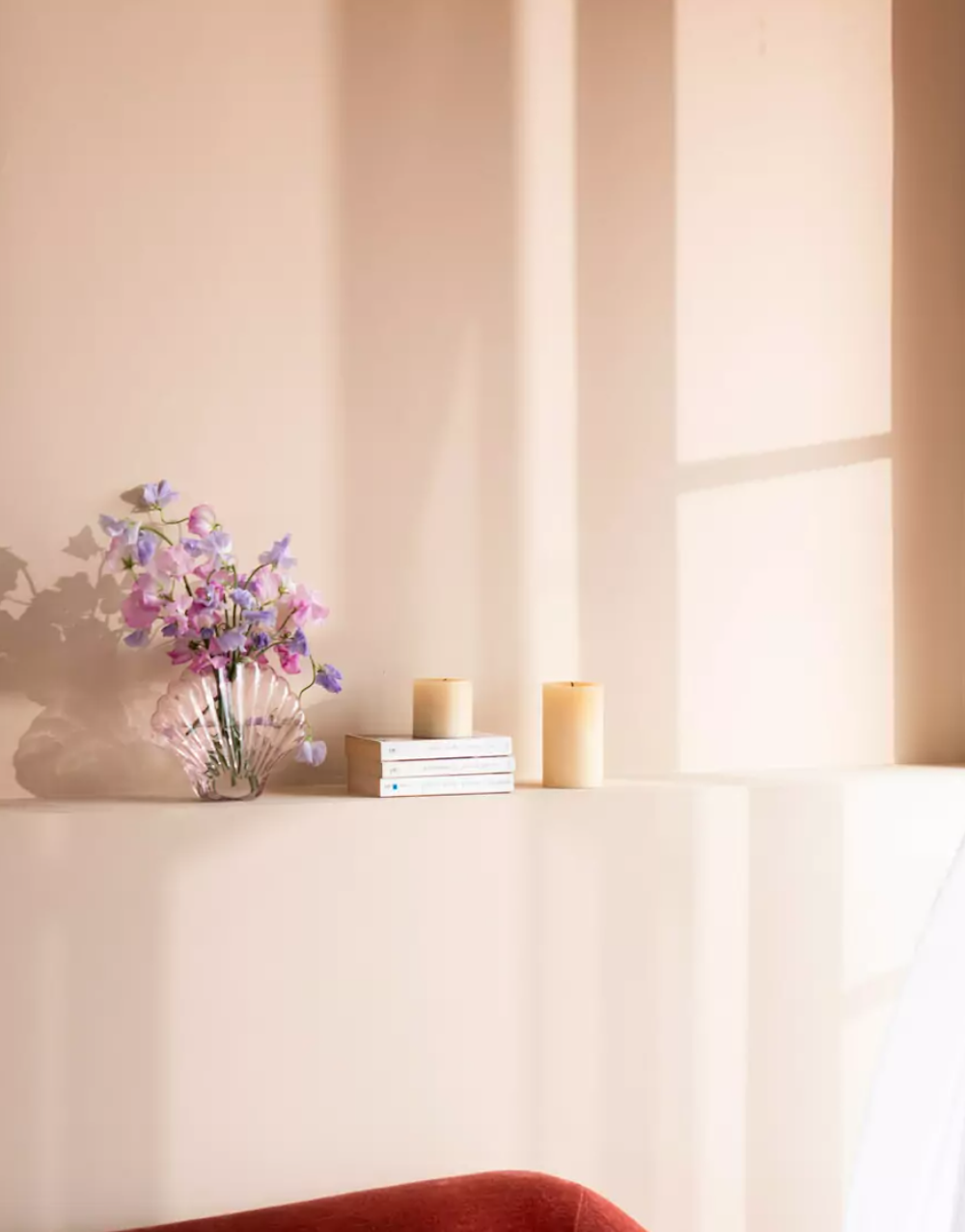 vase transparent violet rose coquillage deco interieure salon