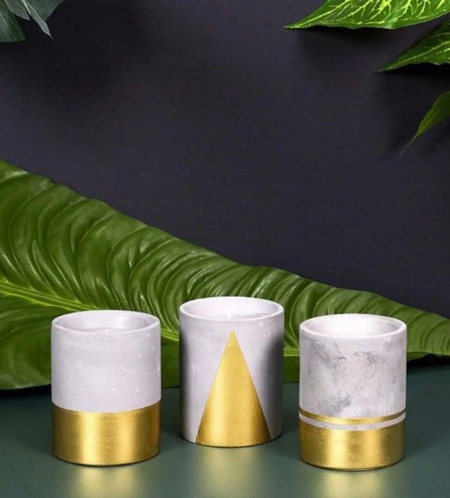 bougie beton doree laiton elegant moderne