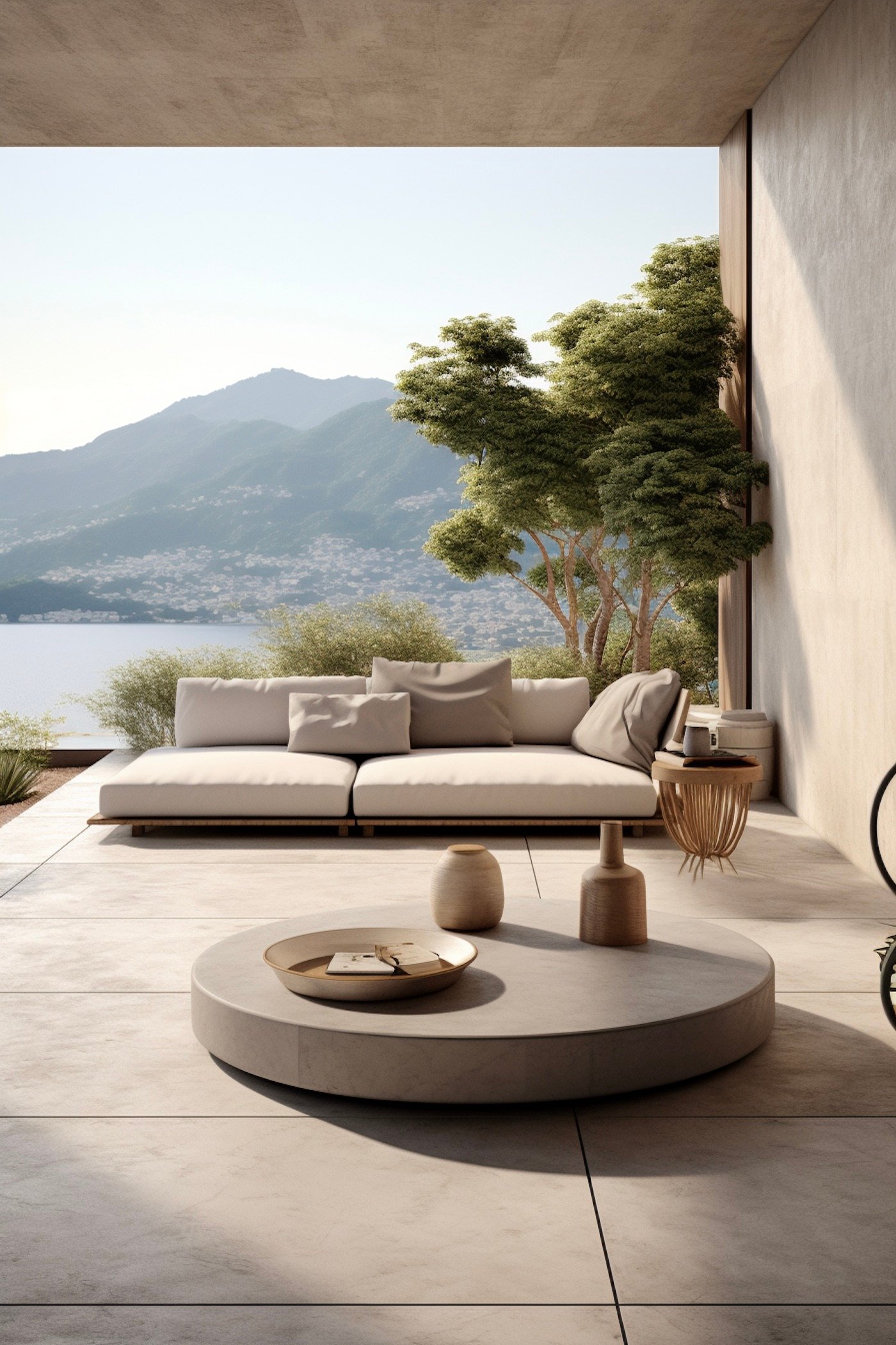 deco salon terrasse beton gris deco moderne