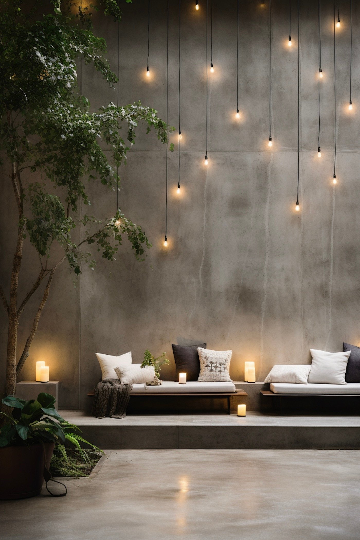 decoration design contemporaine guirlande lumineuse bougie