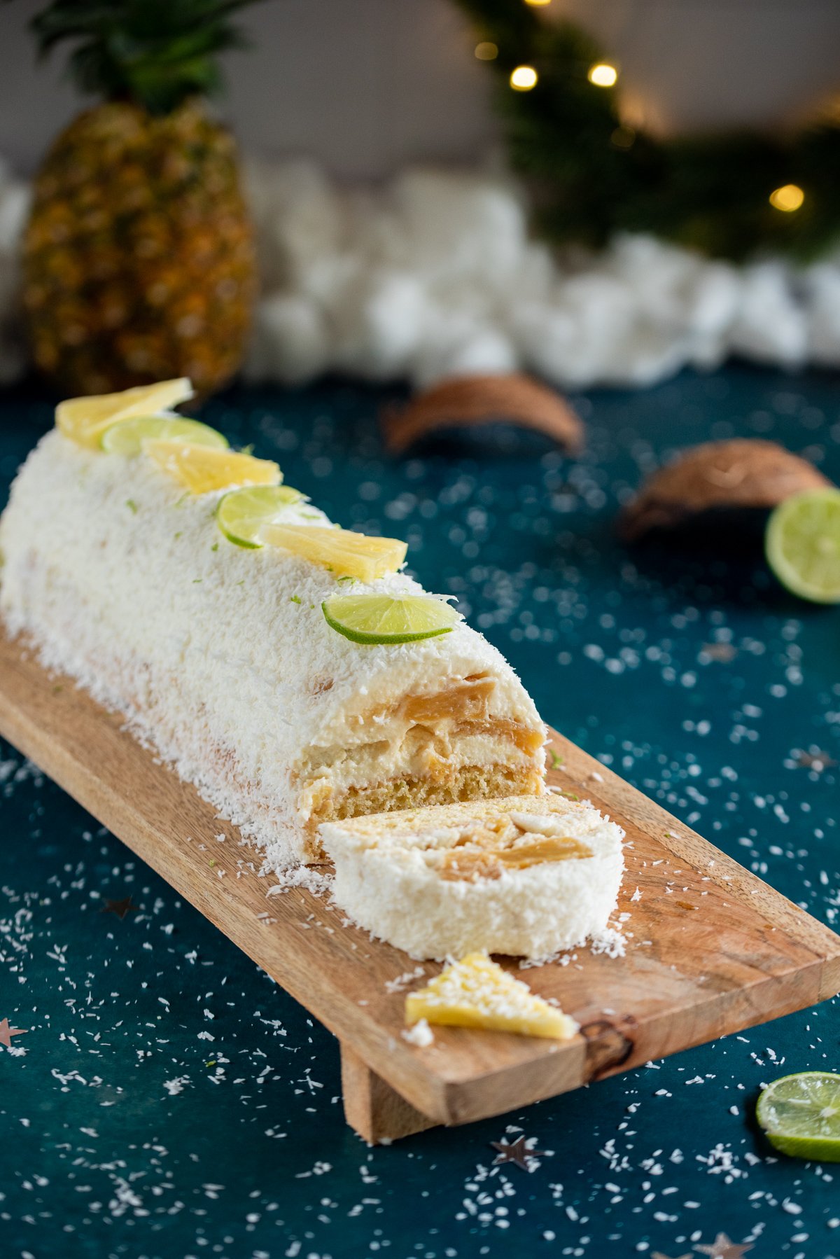 gâteau frais ananas passion agrume blanc vert jaune