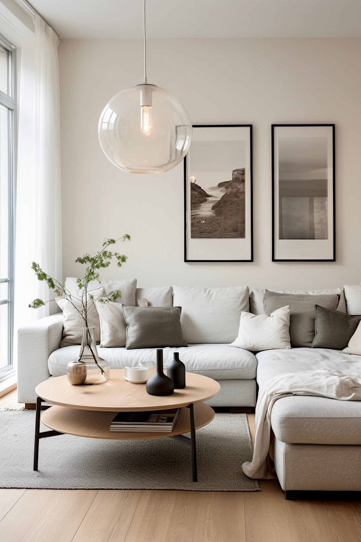 petit salon avec canapé angle gris - blog déco