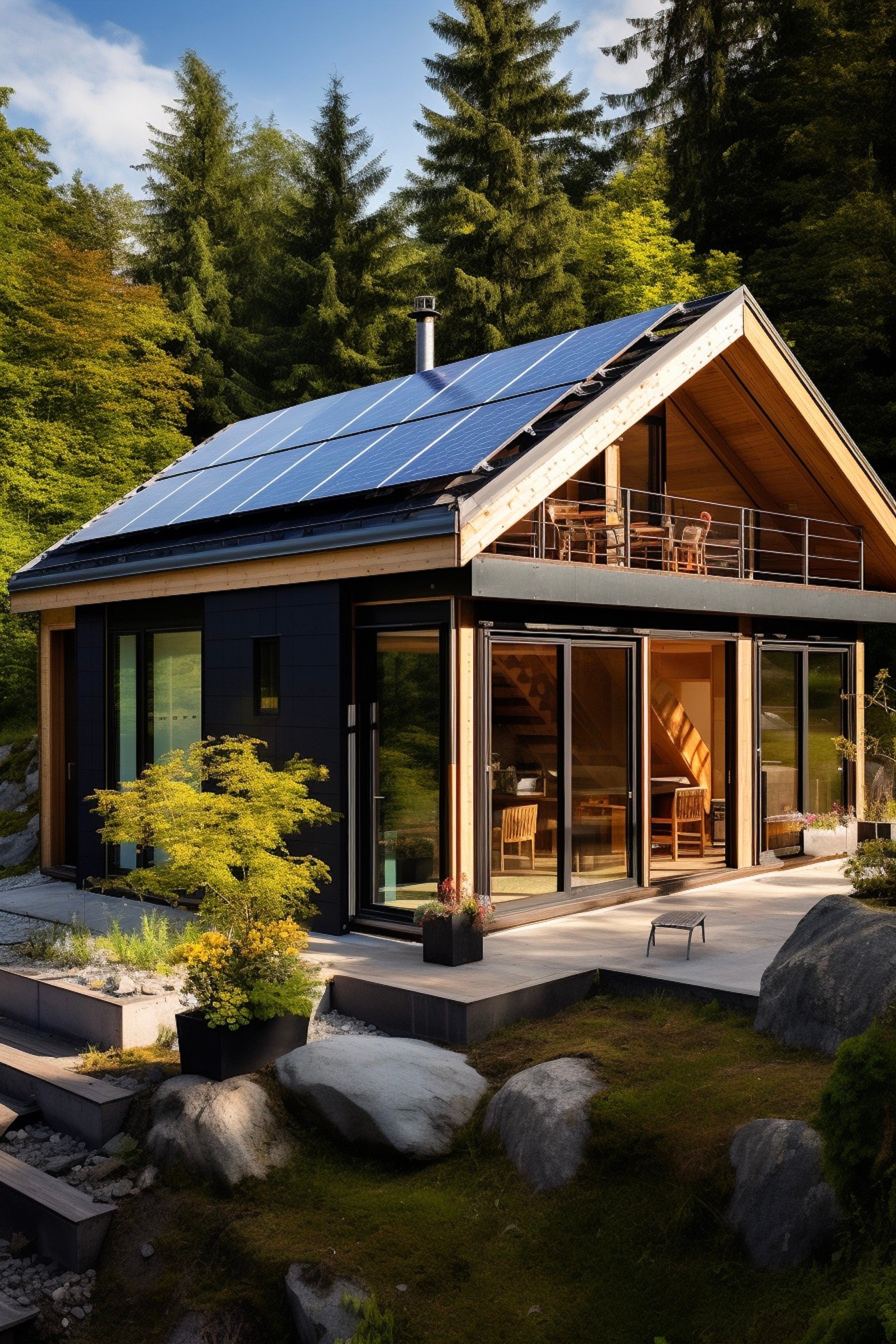 chalet maison écologique autonome panneaux photovoltaïque