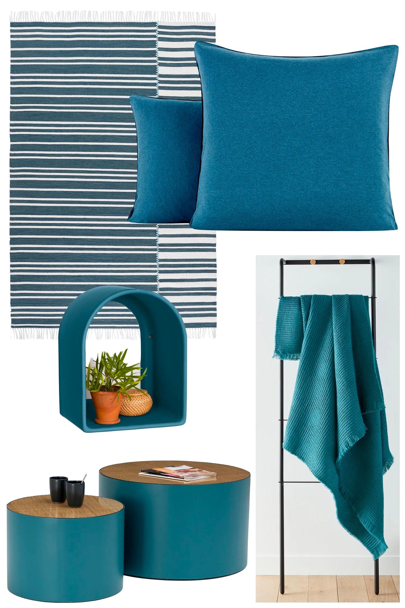 chambre déco chic bleu klein canard roi tapis