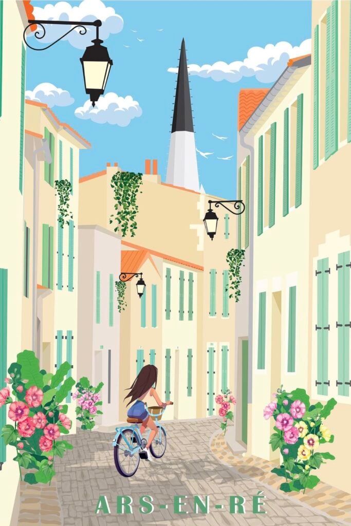 affiche rétro décor ile de ré ars de ré