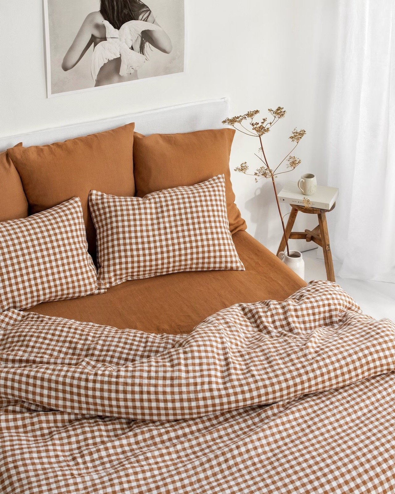 chambre adulte déco blanche marron nature vintage