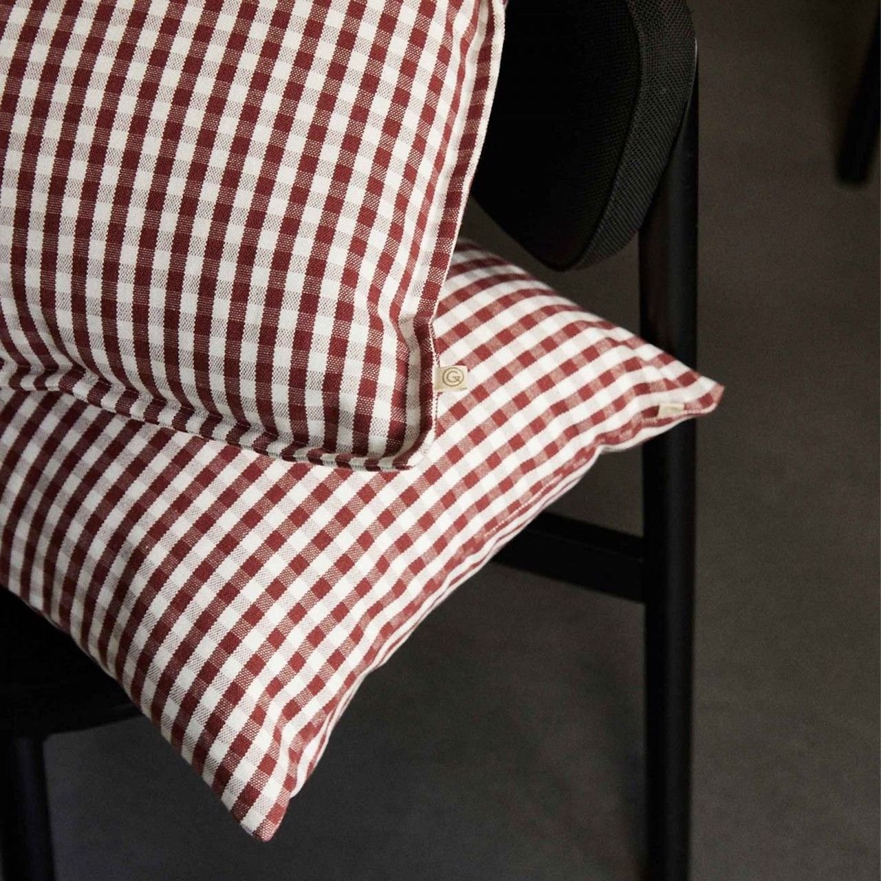 linge de lit vichy rouge coussin coton