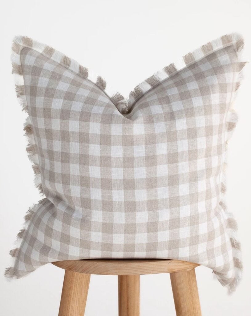 linge de lit vichy taie oreiller beige