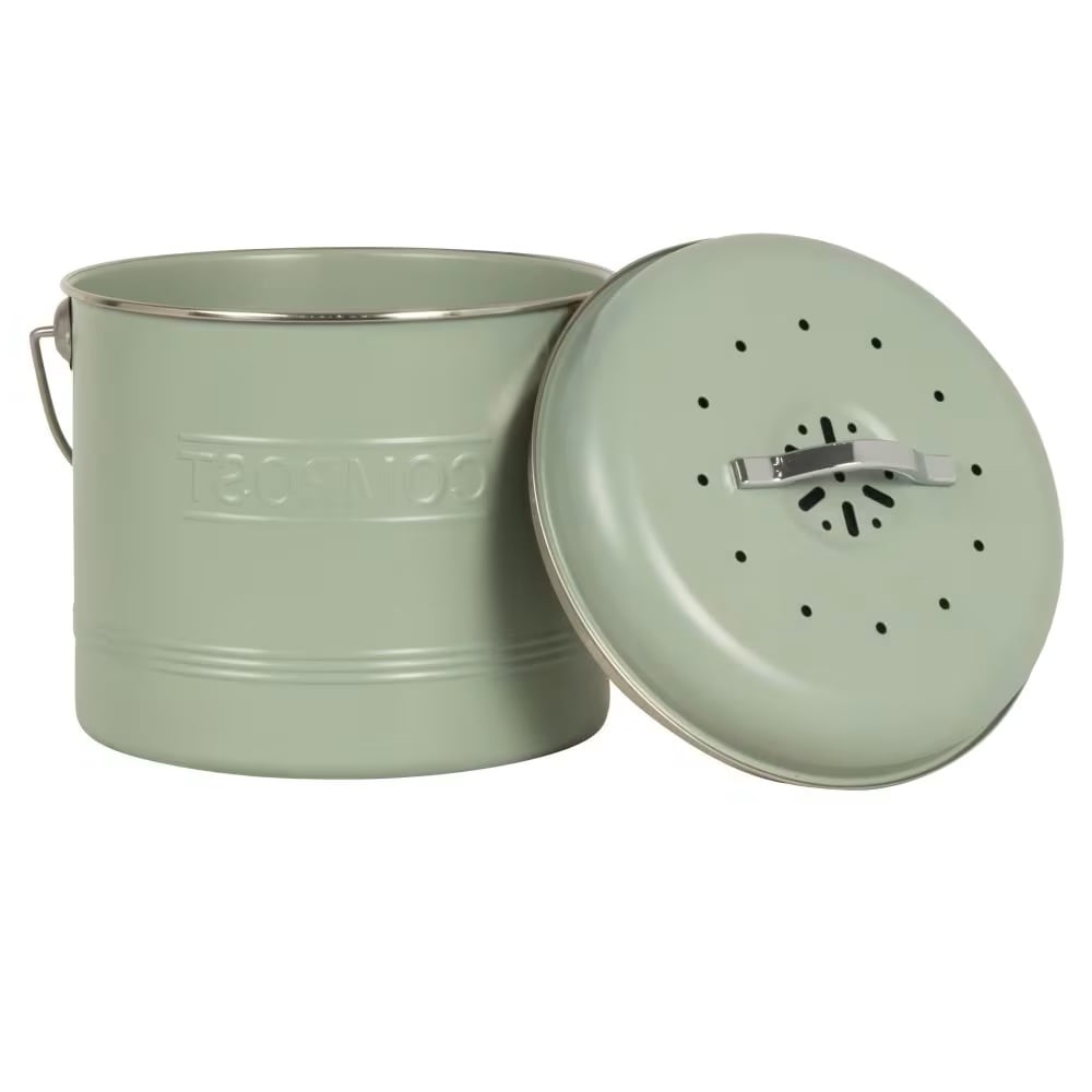 poubelle compost métallique vert pastel