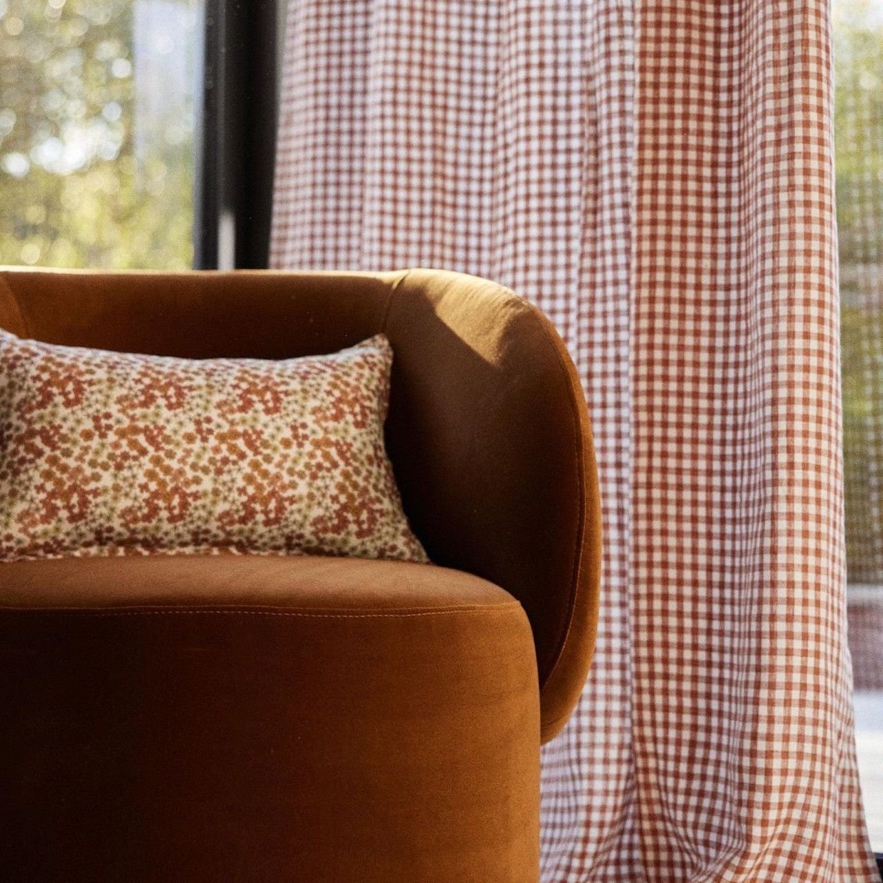 rideau lin carreaux rouge blanc blog déco clematc