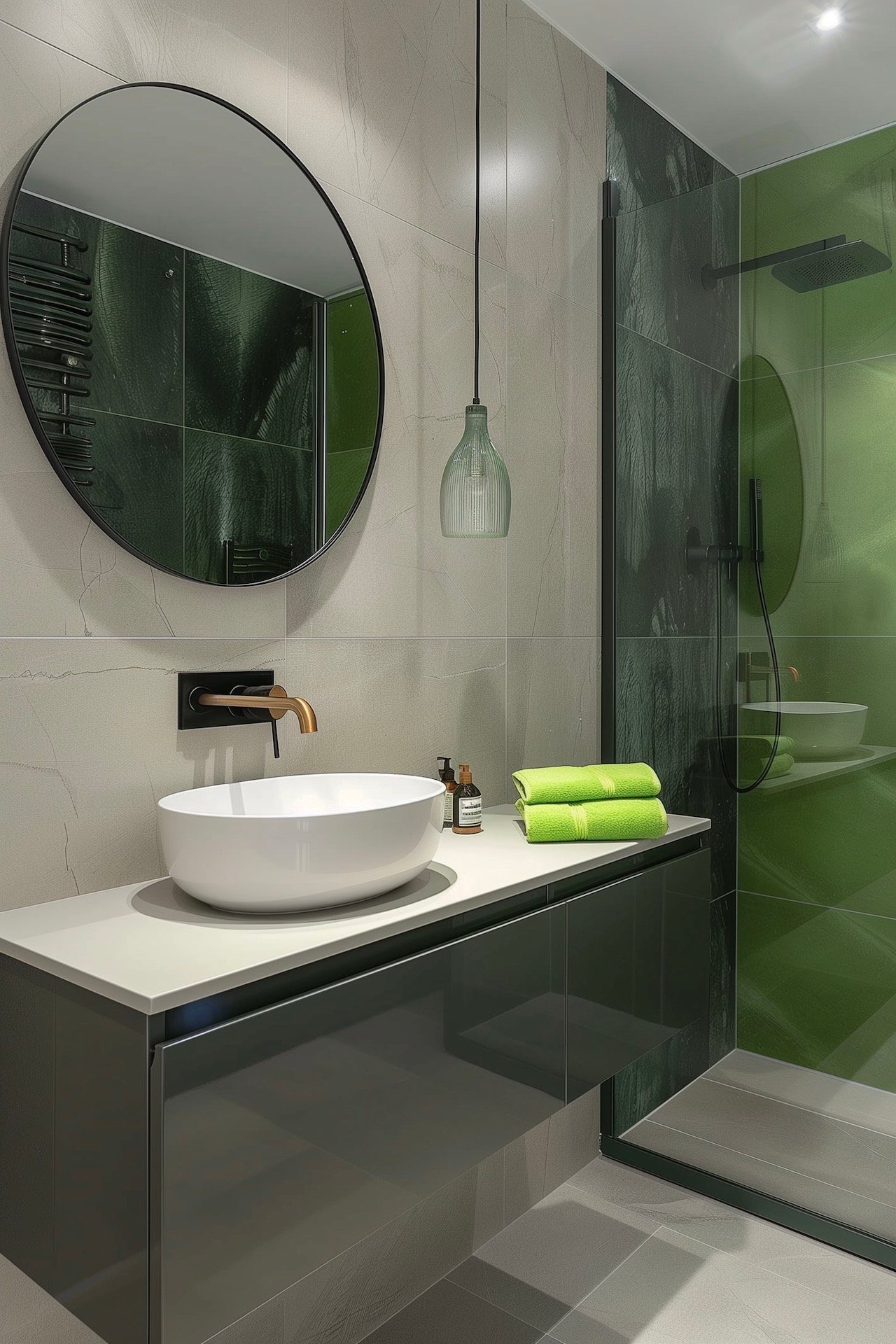 couleur salle de douche vert sapin