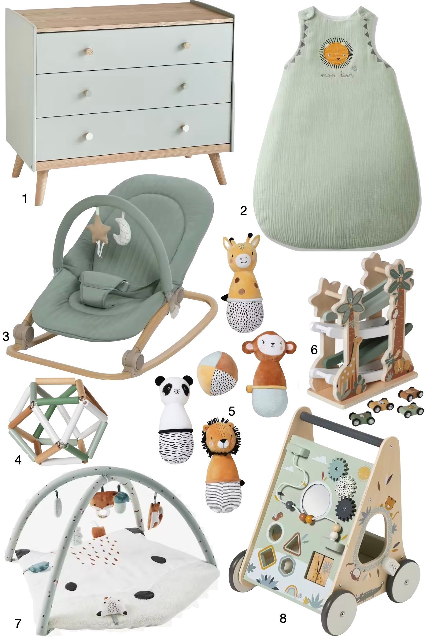 déco chambre bébé verte non genrée nature