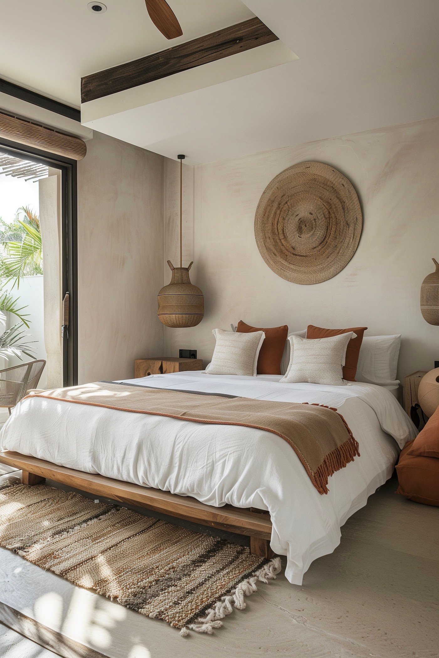 déco d'intérieur Bali chambre rotin blanc