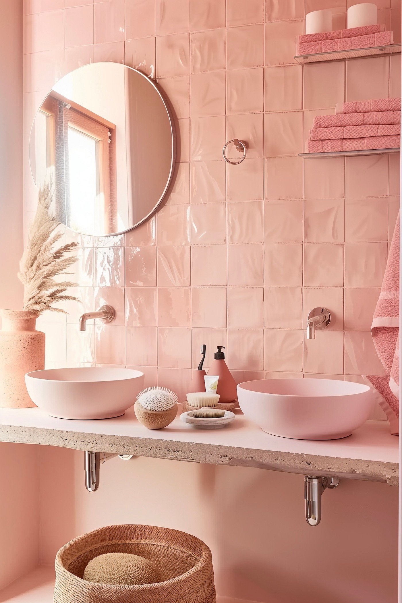 double vasque roses pastel zellige - blog déco