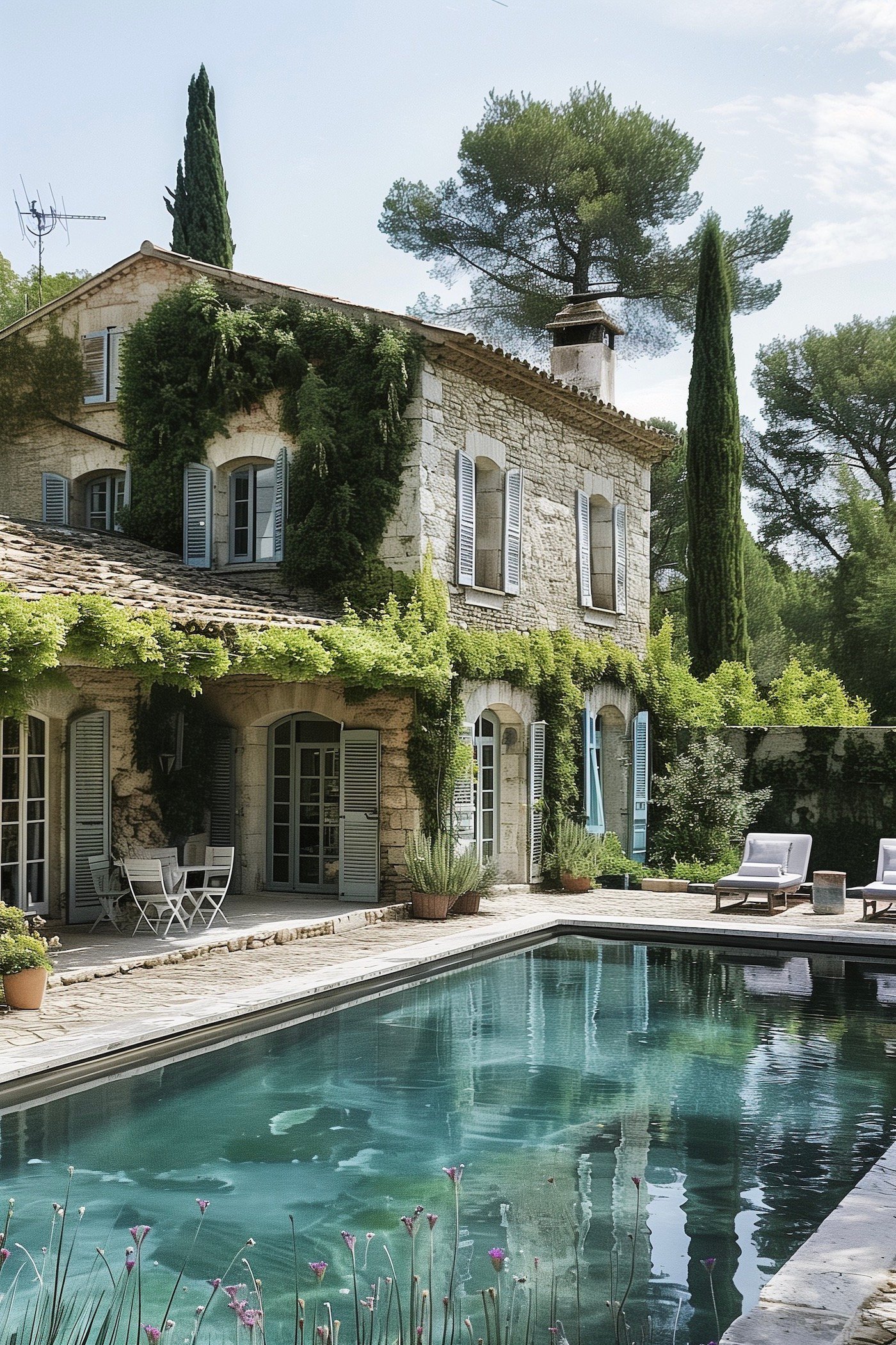 maison toscane pierres volet gris bleu Provence