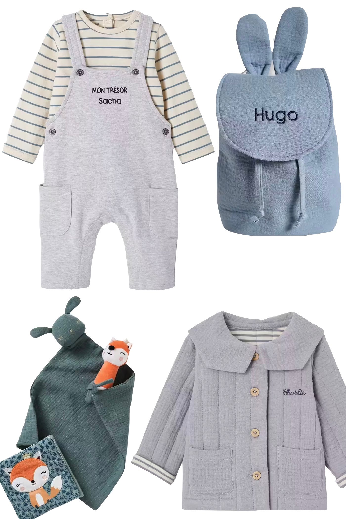 accessoires bébé personnalisés cadeau garçon sac doudou