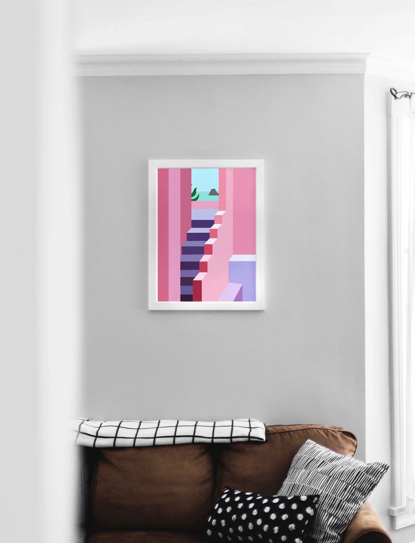 affiche graphique rose bauhaus architecture escalier